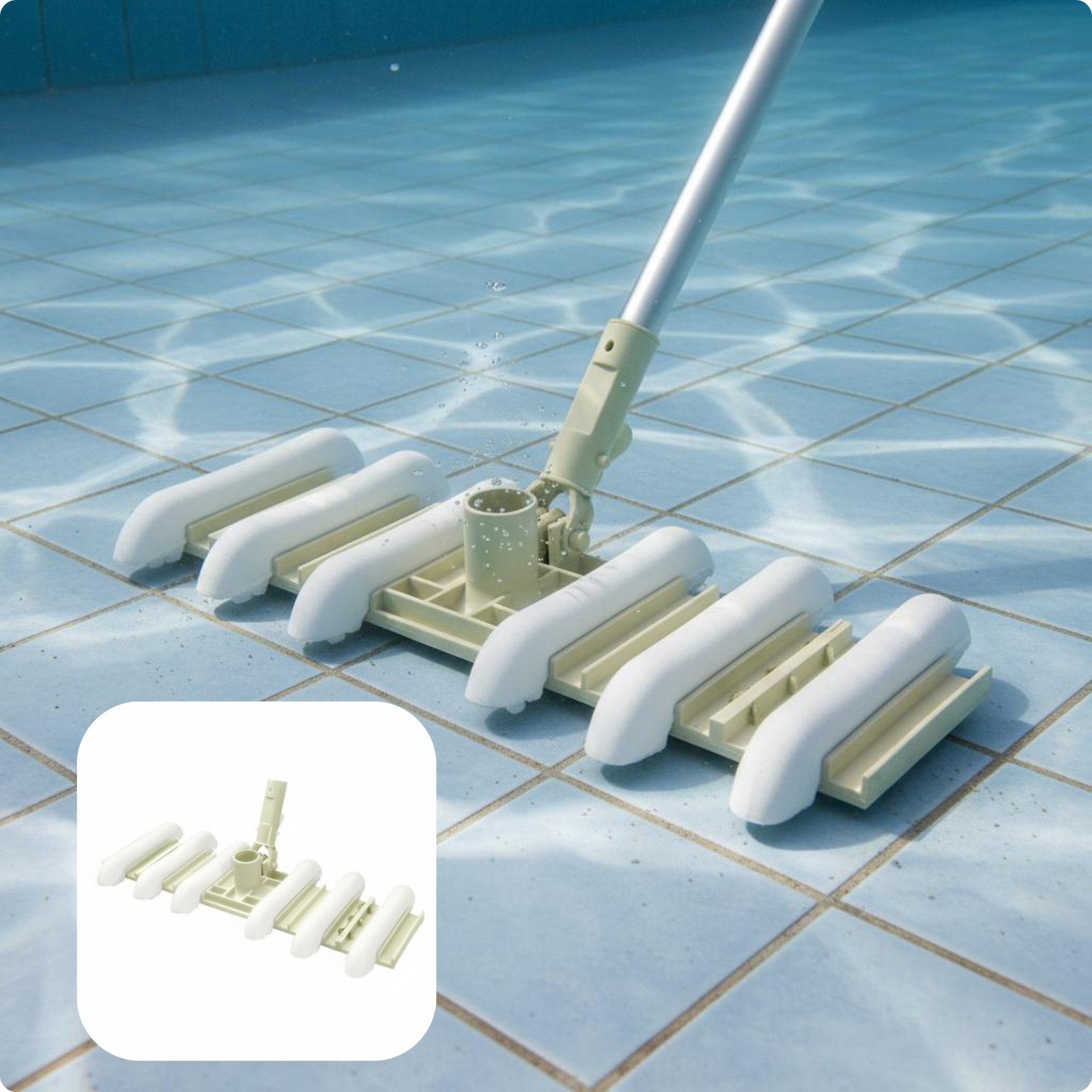 Pool Vacuum Head with Brush Bottom Cleaning Wide Pool Vacuum Head