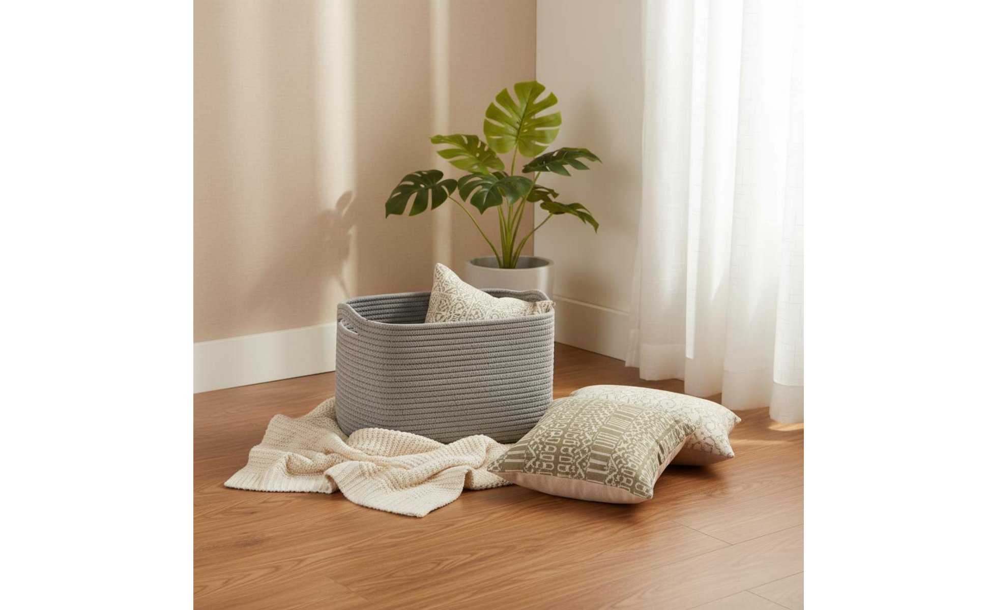 Rectangular Storage Basket Easy to Carry Woven Storage Basket Handwoven