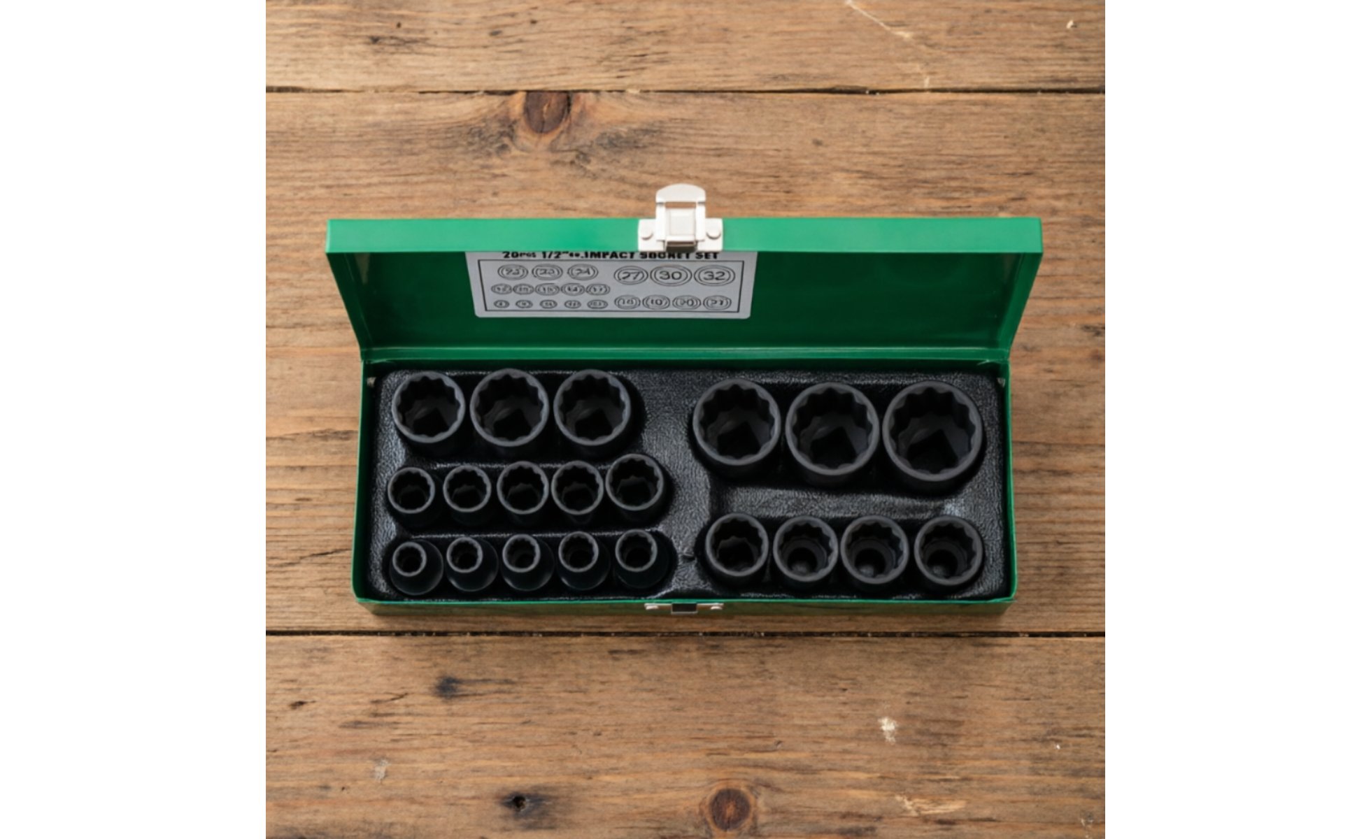 20 Pieces 1/2 Inch Drive Heavy-Duty Socket Set Thickened Heavy-Duty Socket Set High Rotational Force Garage Tools for Professionals, Mechanics, Repair Shop, Workshop