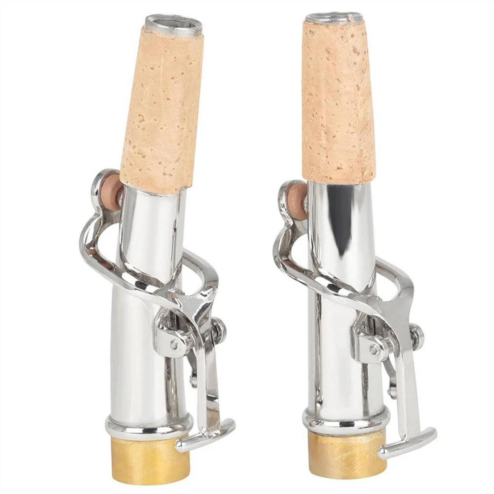 2 Pieces Sopranos Saxophone Neck Pair Smooth Breath Control Straight and Curved Sax Neck Hand Polished Music Accessory for Performance