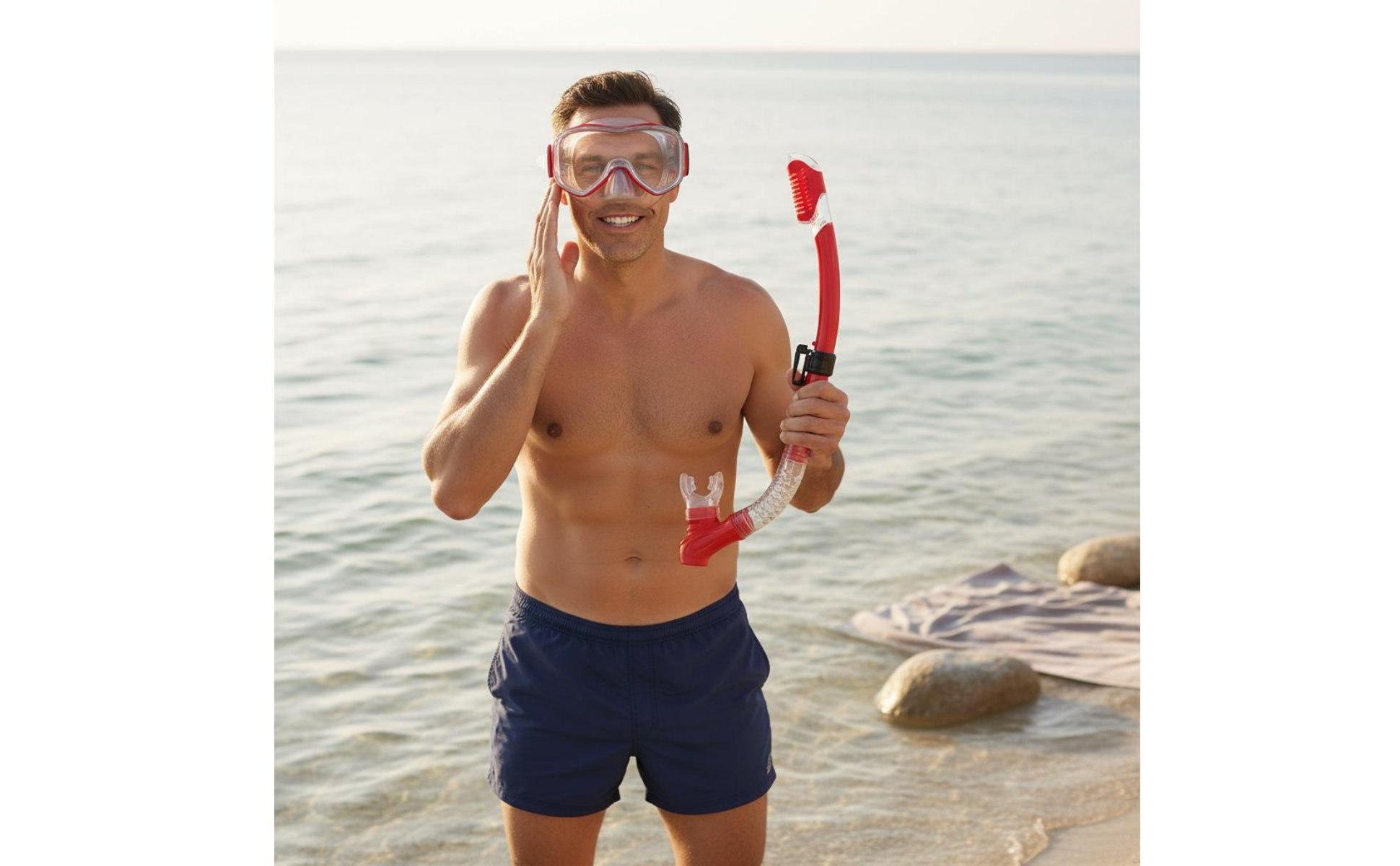 Adult Snorkel Mask Set PVC Mouthpiece Wide View Snorkel Set for Diving, Adults