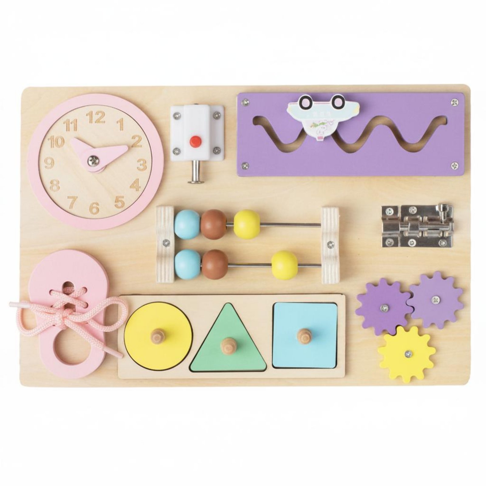 Fine Movement Skills Educational Busy Board Hand-Eye Coordination Educational Lock Board Shape Matching Screenunrestricted Play for Toddlers, Babies, Home, Preschool, Kindergarten