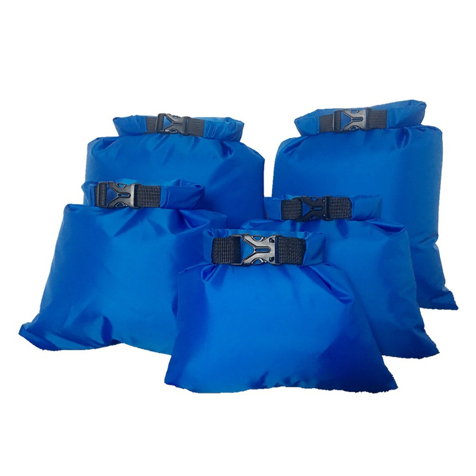 5 Pieces Waterproof Dry Bag Lightweight Fold-over Roll-Top Bag PU Coated Waterproof Storage Pouch for Travel, Camping, Hiking