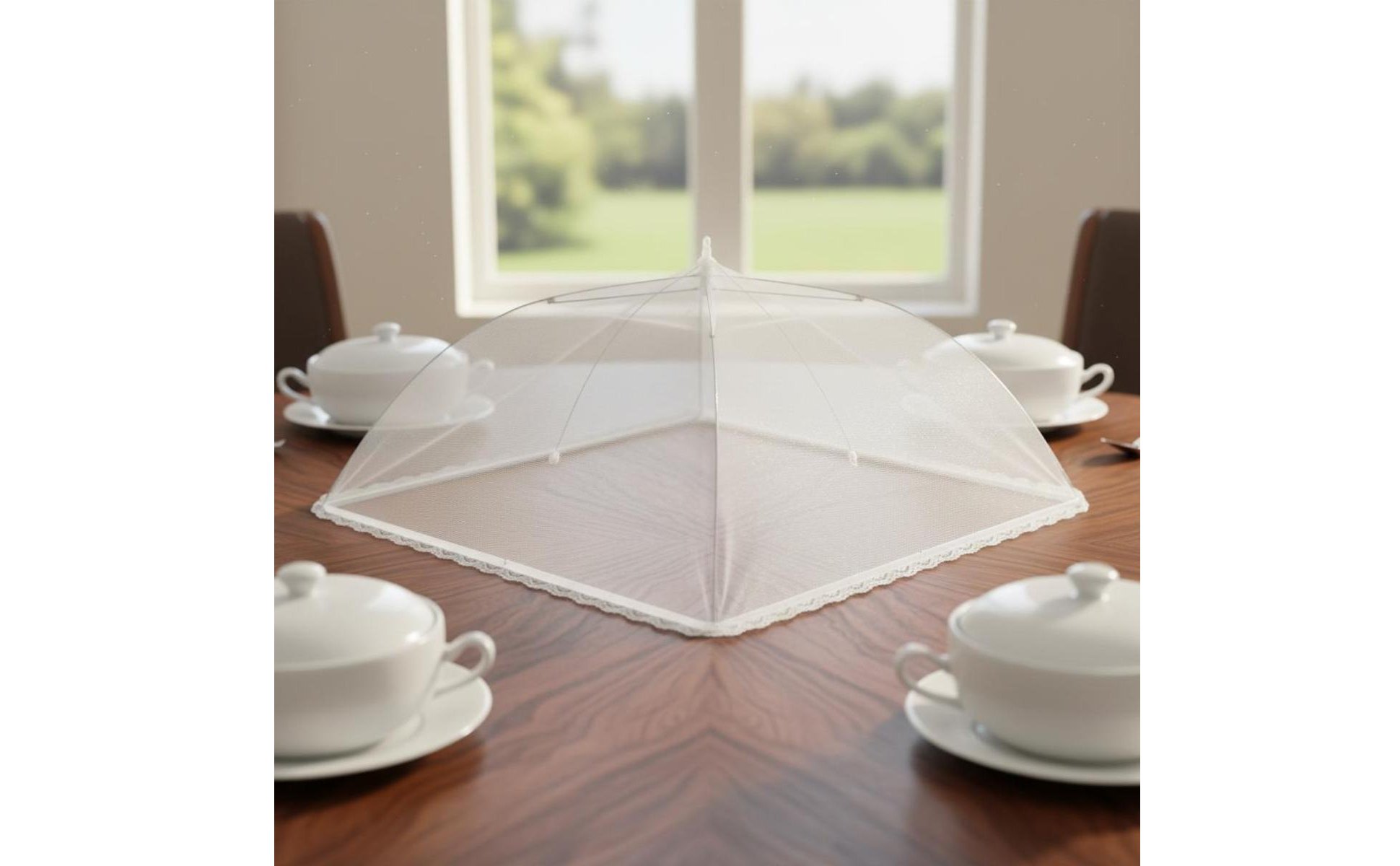 Cloche Alimentaire Anti Lavable Couvercle Anti-Mouches Pliant Respirant