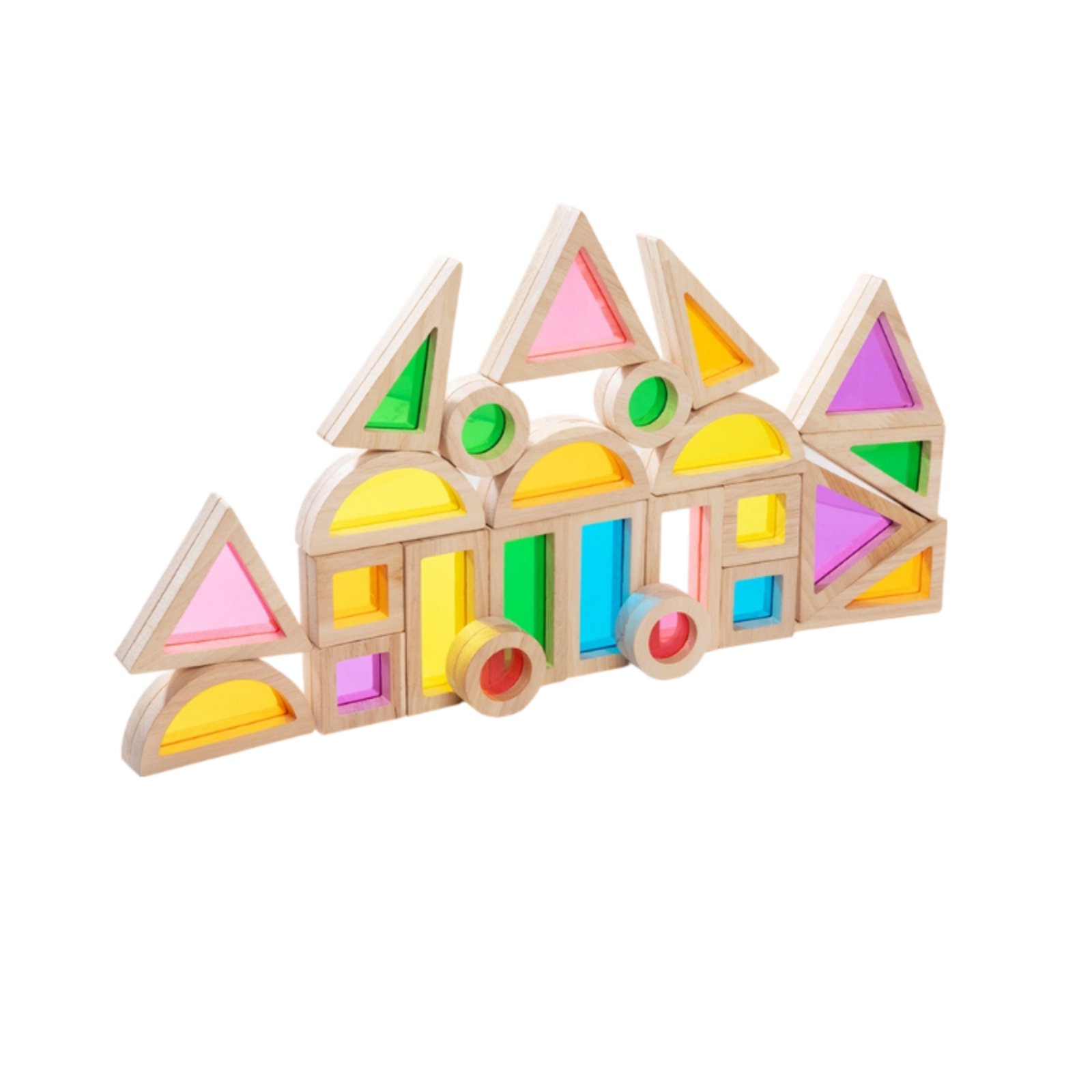 24 Pieces Educational Translucent Cube Blocks Sensory Rainbow Blocks Creative Building for Preschoolers, Kids