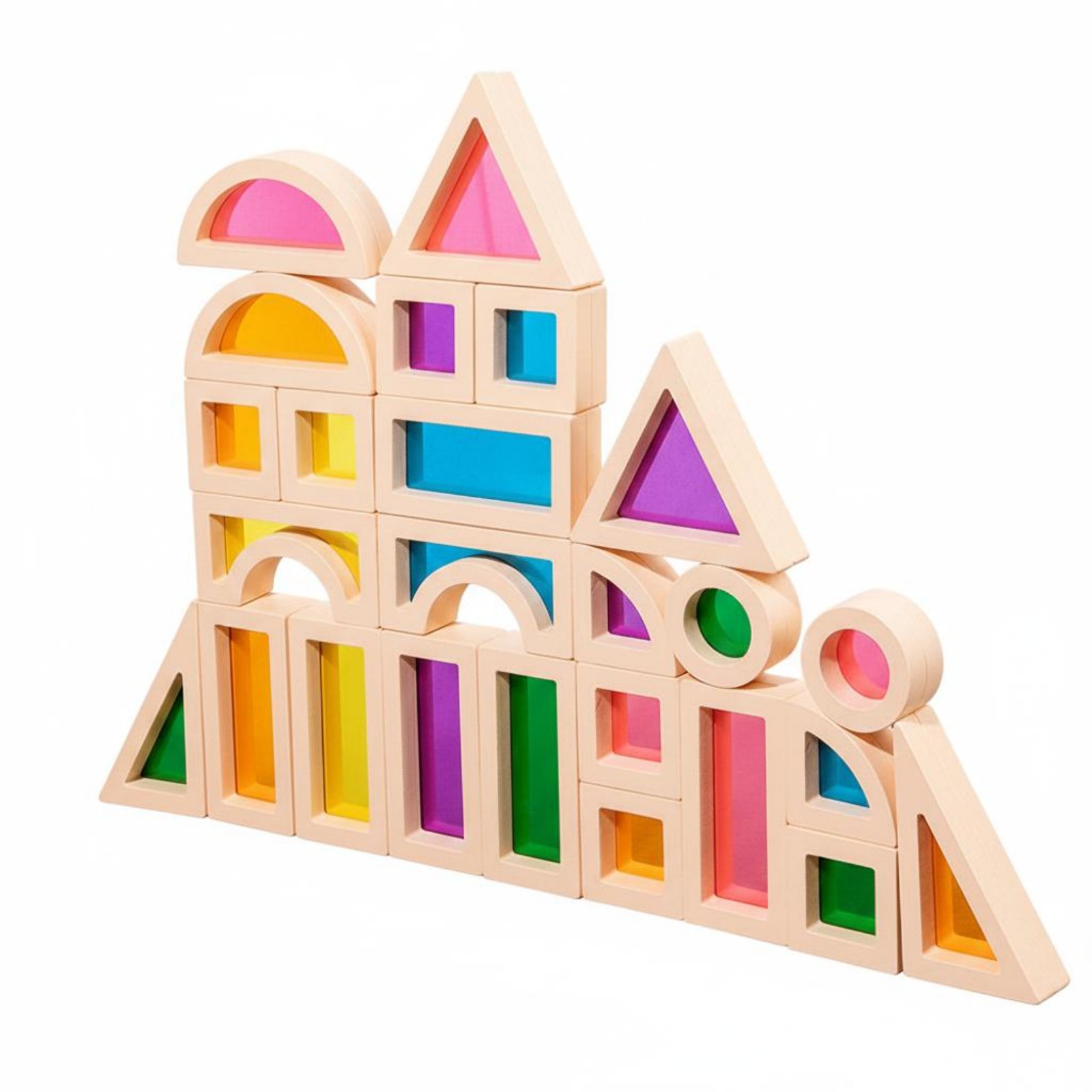 25 Pieces Color Recognition Acrylic Rainbow Blocks Problem Solving Translucent Acrylic Blocks STEM Learning for Children 3+, Toddlers