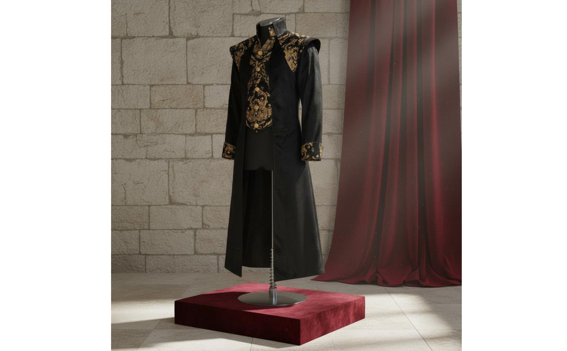 Manteau Steampunk Queue-de-Pie Col Montant Veste Gothique Queue-de-Pie
