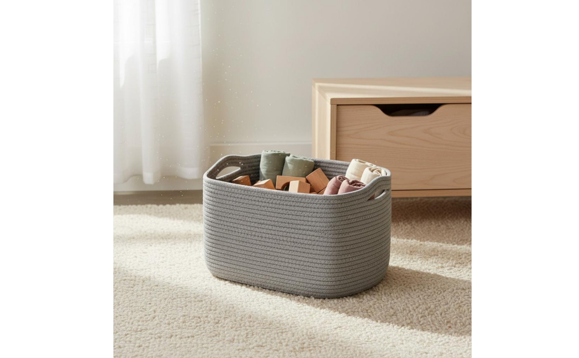 Rectangular Storage Basket Easy to Carry Woven Storage Basket Handwoven