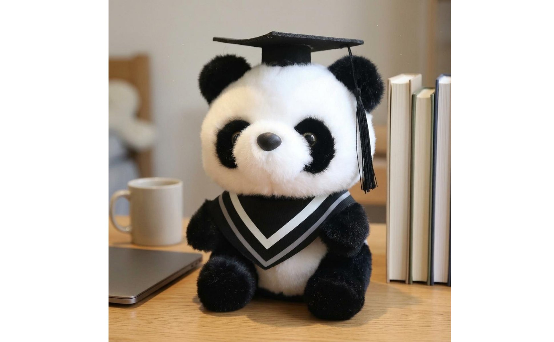 Peluche Panda Diplômé Mignon Panda avec Toque Doux pour Étudiants Diplômés