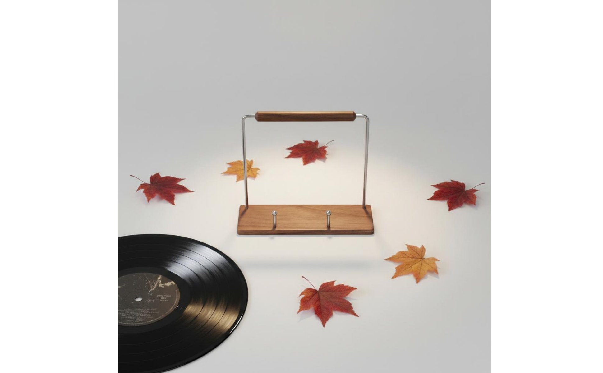 Vinyl LP Stand Sturdy Wood Vinyl LP Holder Walnut Finish for Living Room