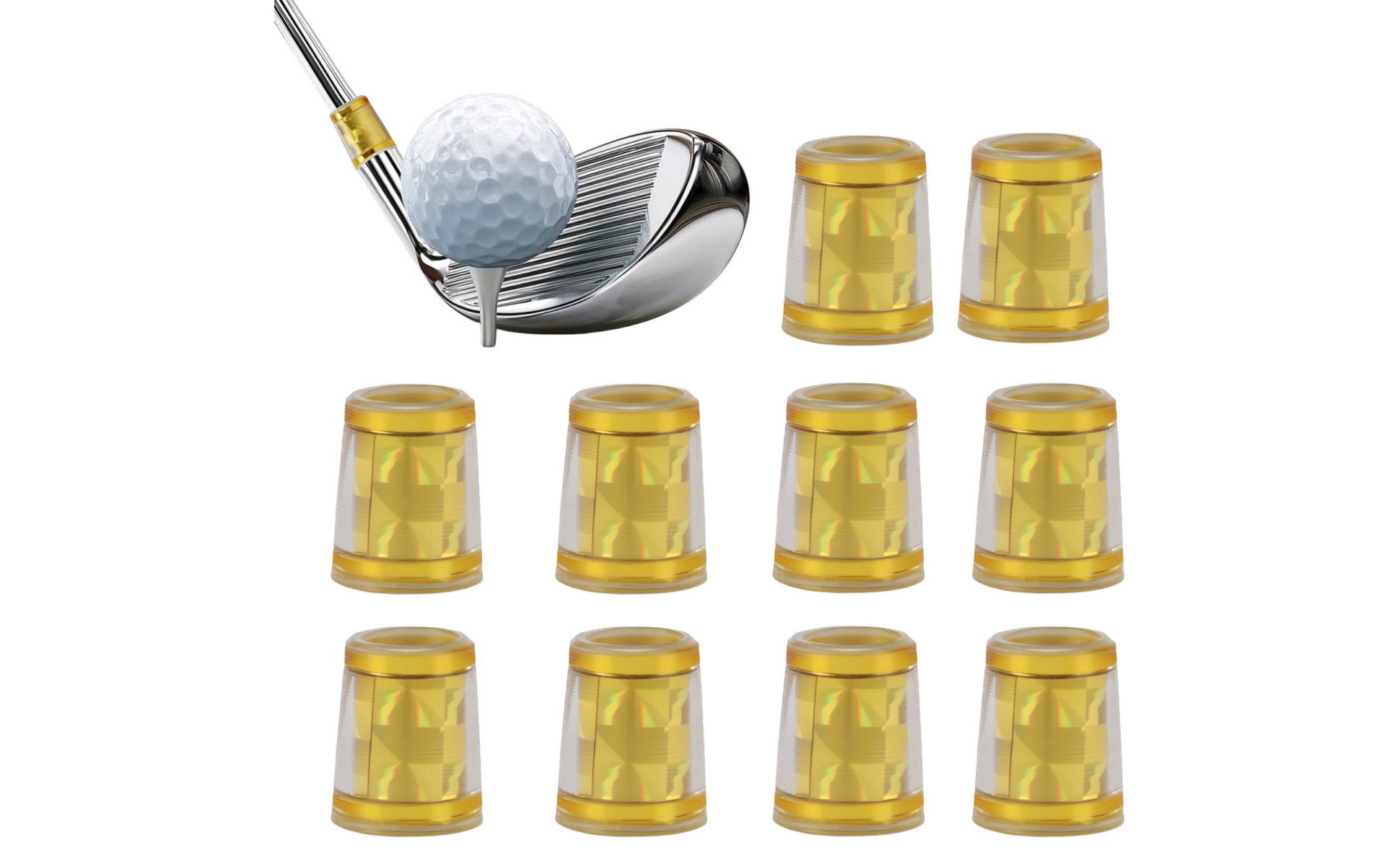 10 Pieces Diamond Pattern Ferrule High Gloss Finish Gold Golf Ferrule