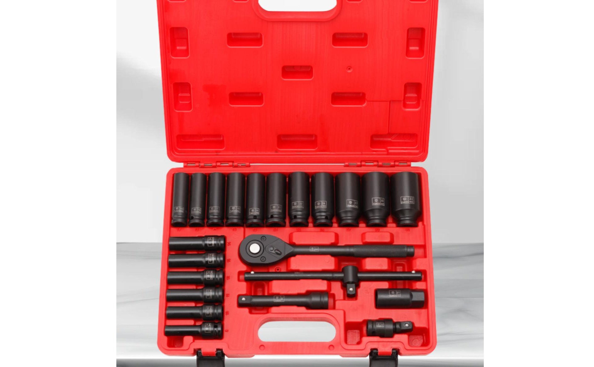 22 Pieces 1/2 Drive High-Force Sockets 6 Point Design Hex High-Force Socket Set High Force Heavy Duty Socket Kit for Auto Repair, Garage, Workshop