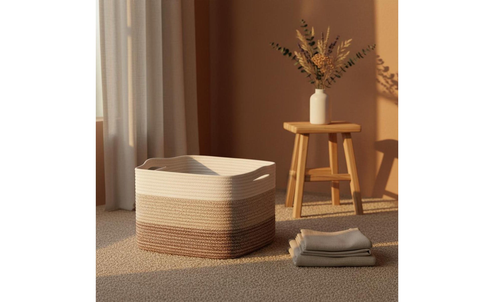 Rectangular Storage Basket Easy to Carry Woven Storage Basket Handwoven