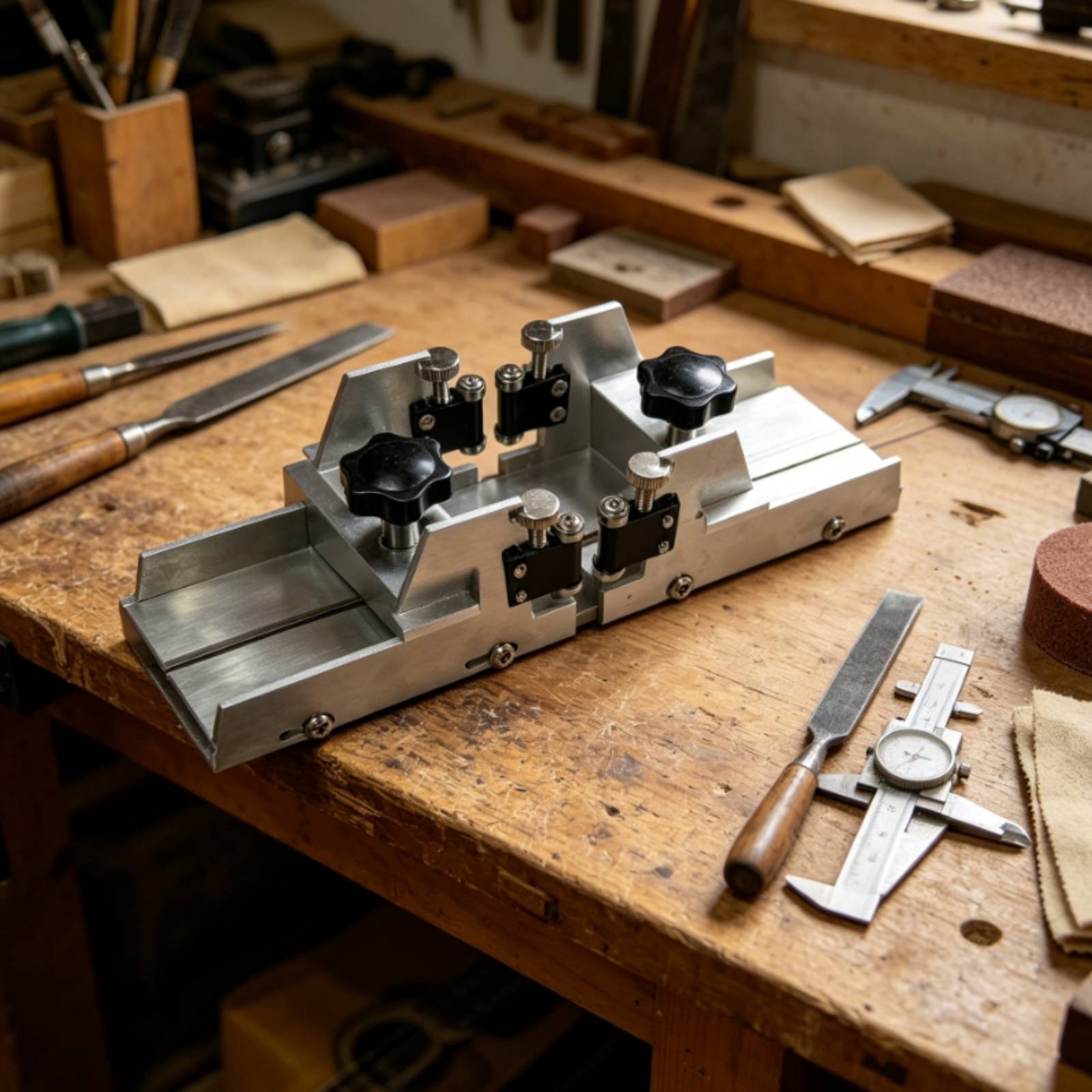Fret Slotting Jig Exact Repair Gear Sturdy Metal Frame for Luthiers - Produktbild 4
