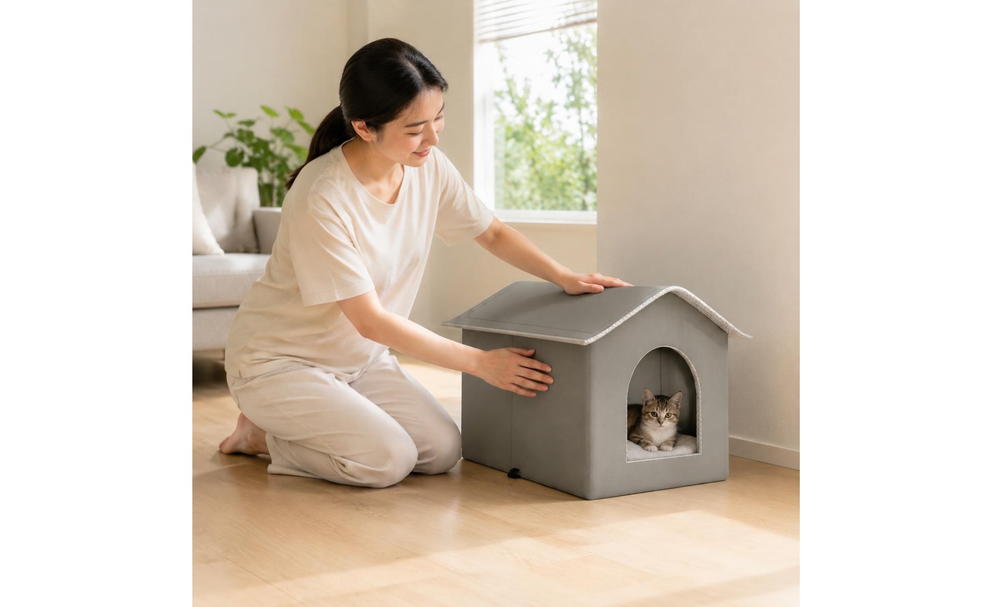 Air-Conditioned Feline House Space Saving Cooling Feline House for Kittens