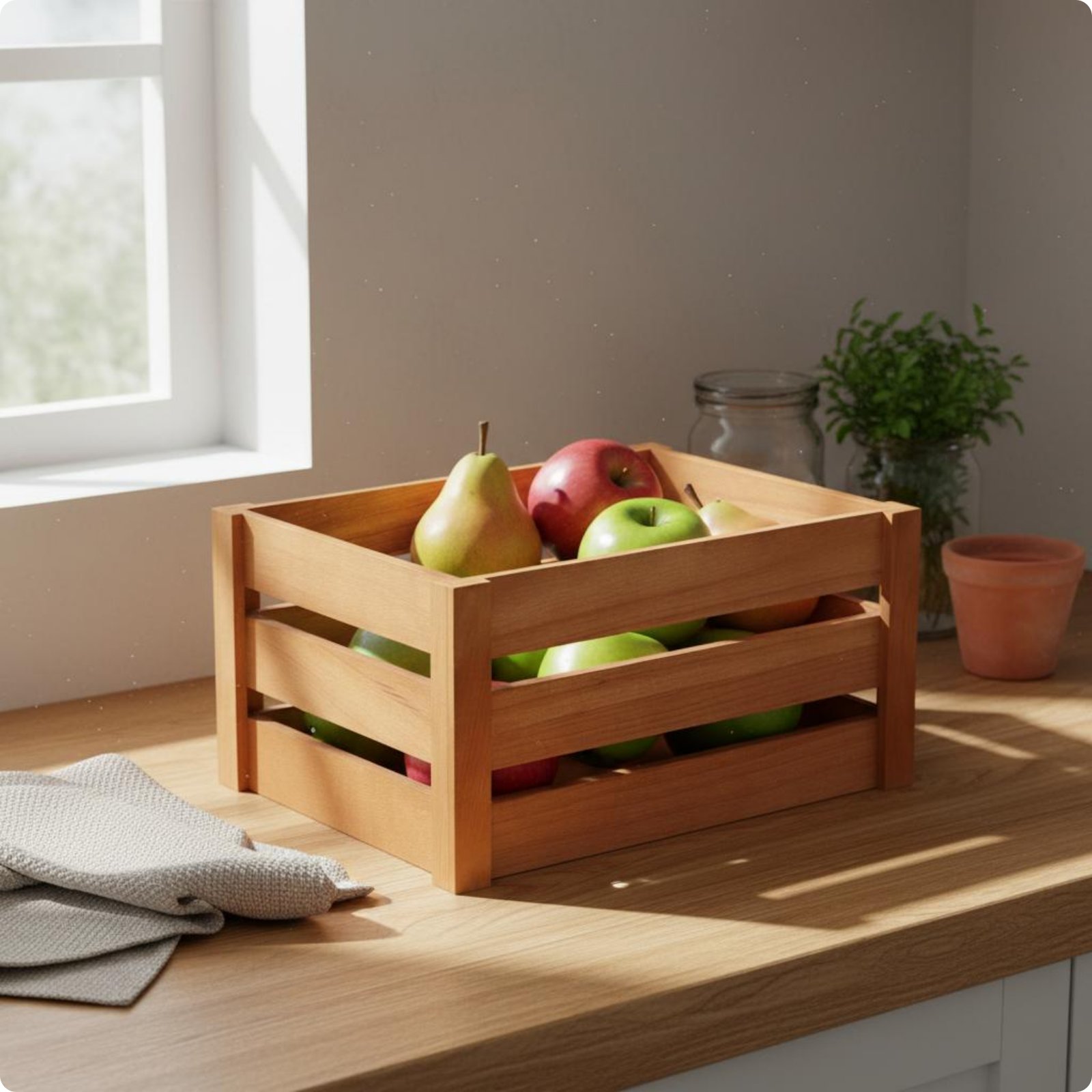 Wooden Storage Box Multi-Use Slatted Wood Box Sturdy for Balcony, Garden