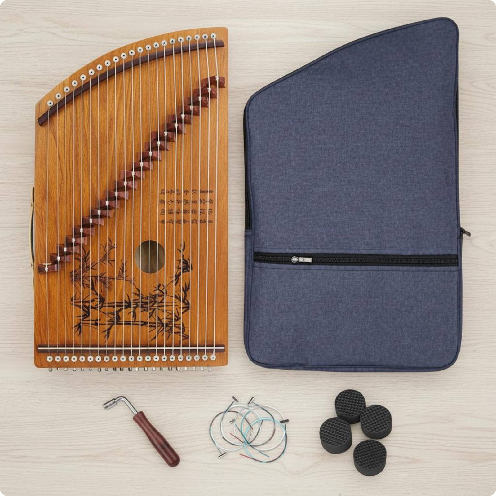 Guzheng Übungsinstrument 21 Saiten Chinesische Zither mit Tragetasche für Reise