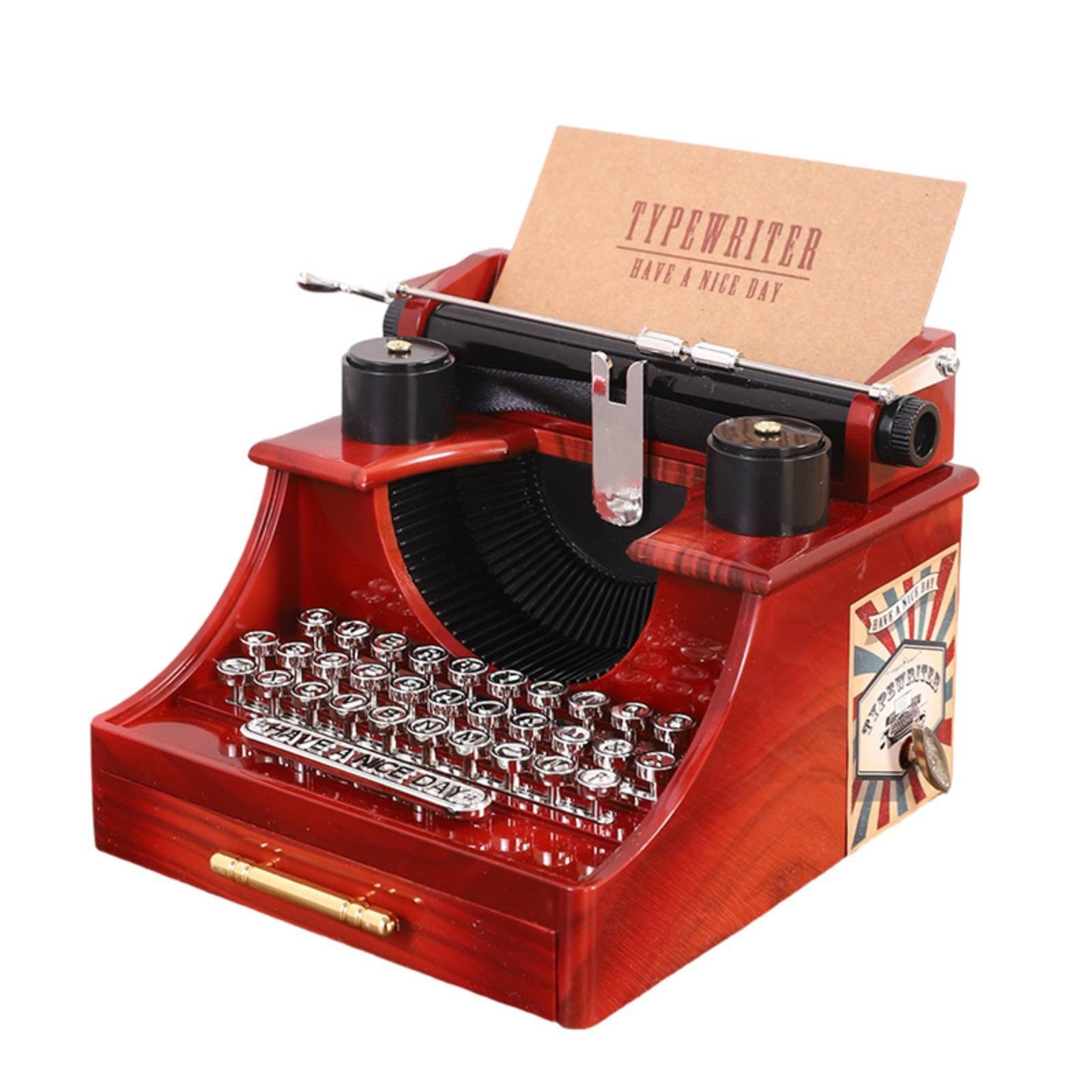 Retro Typewriter Musical Box Photography Prop Antique Style Desk Decor Gift Idea