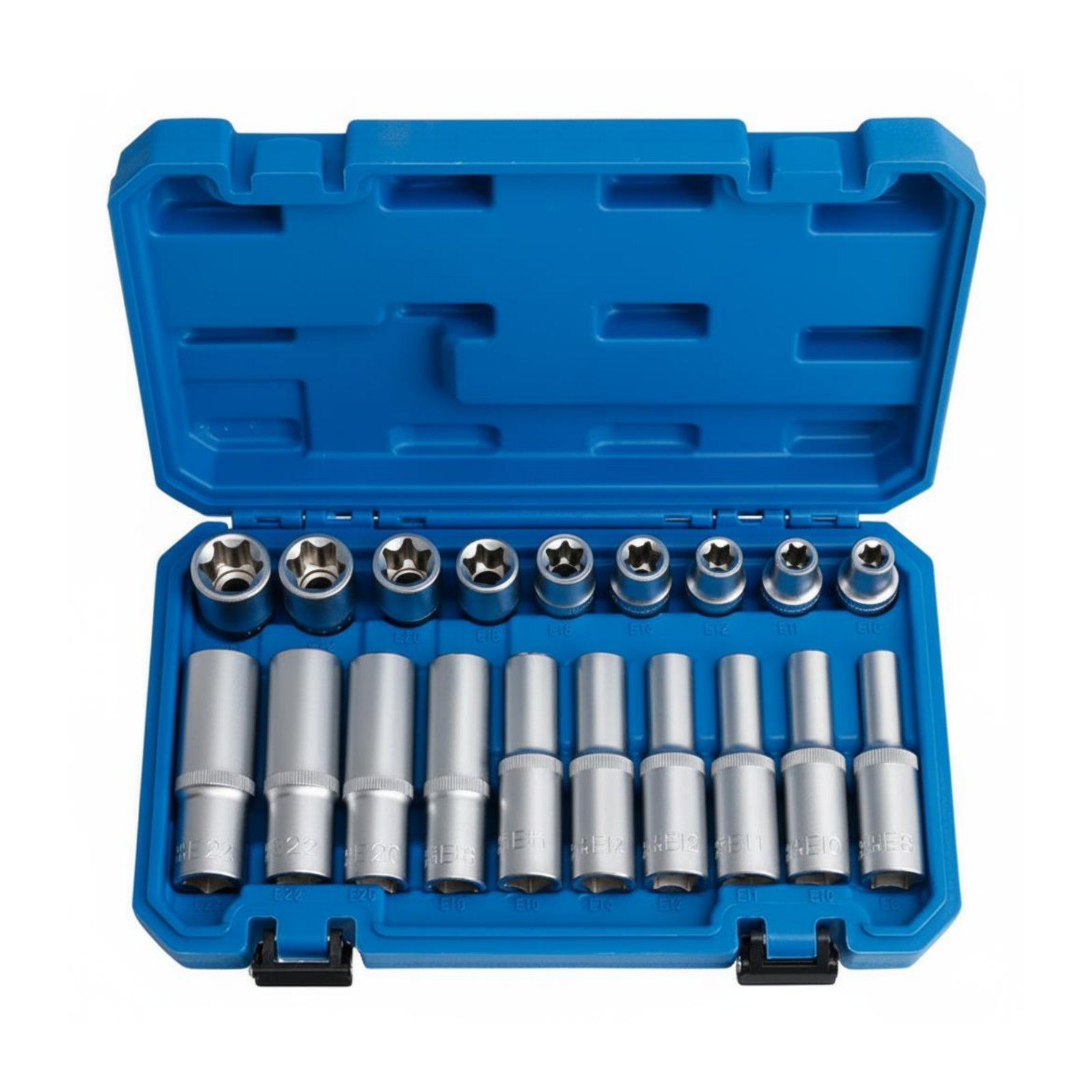 19 Pieces E Socket Set Marked Sizes Eexternal Star Socket Set High Hardness Technician Tool for Auto Repair Shop, Workshop