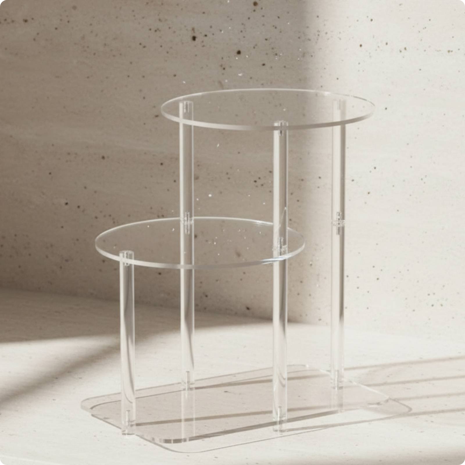 Dreistöckiger Beistelltisch transparent transparentes Standregal mehrstöckig