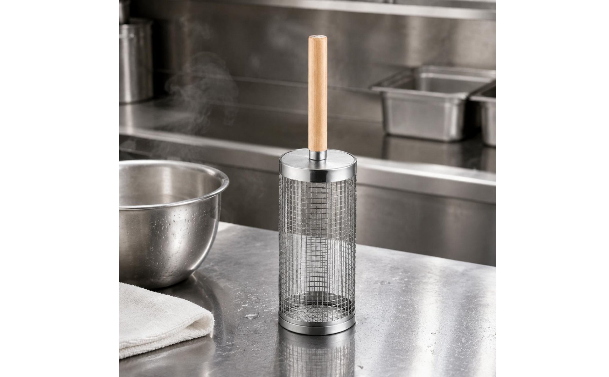 Rollender Grillkorb Rotierend Holzgriff-Grillkorb Rostfreier Stahl für Outdoor