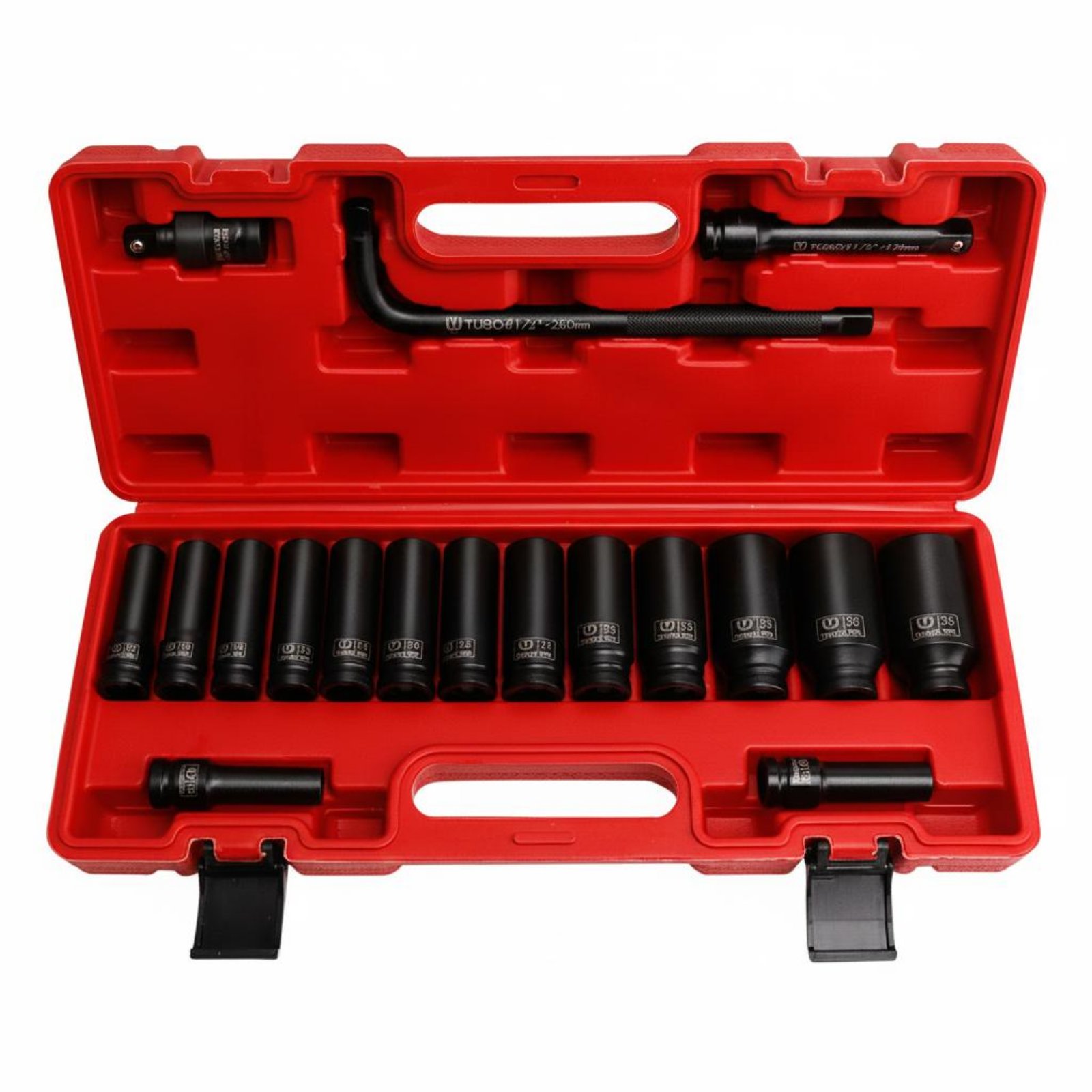 18 Pieces Deep Impact Socket Set 6 Point Grip Hex Socket Set Organized Storage Case Hand Tool for Auto Repair Workers, Garage