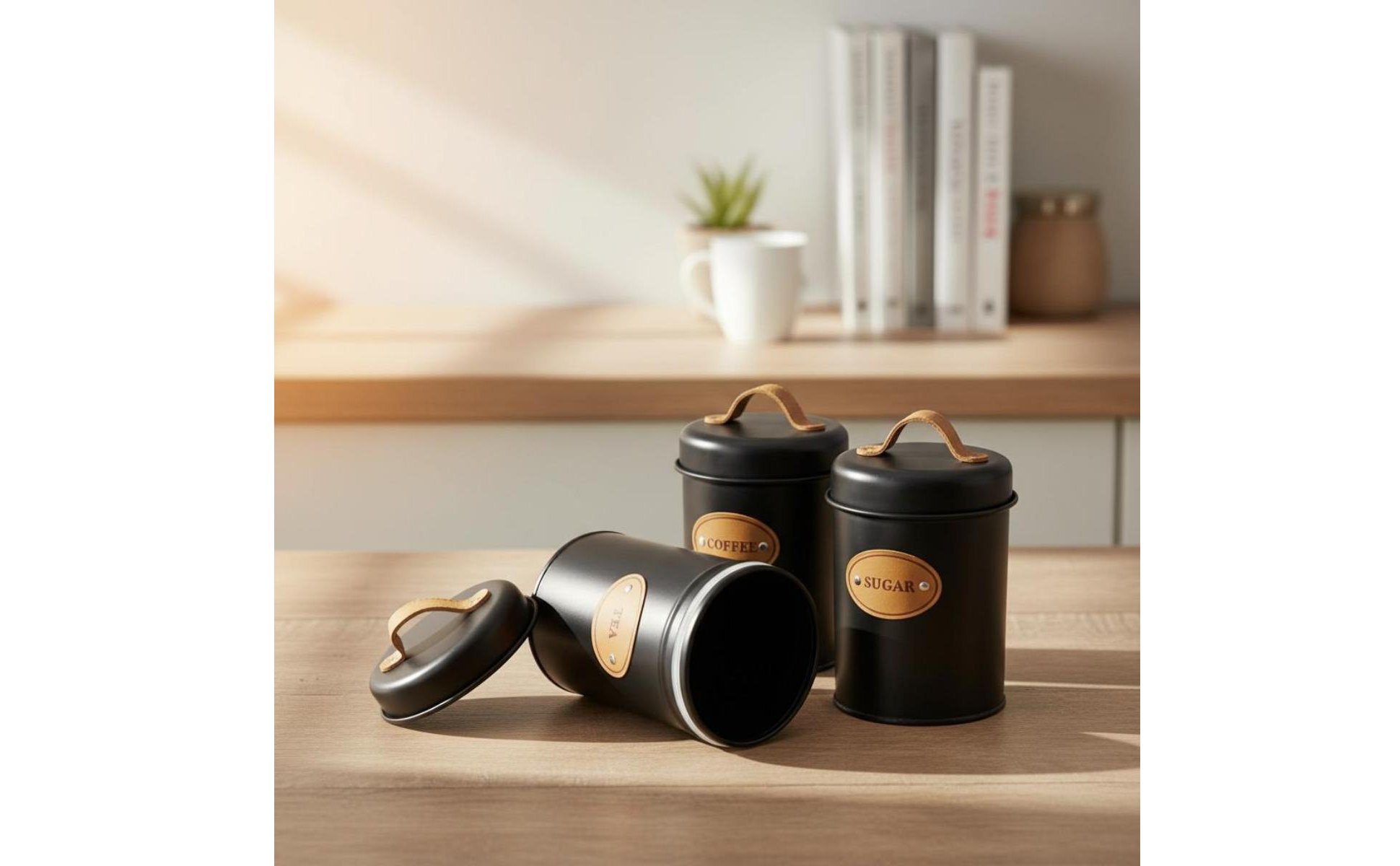 3 Pieces Airtight Canister Set Moisture-Resistant Leaf Brew Tin Canister Nordic
