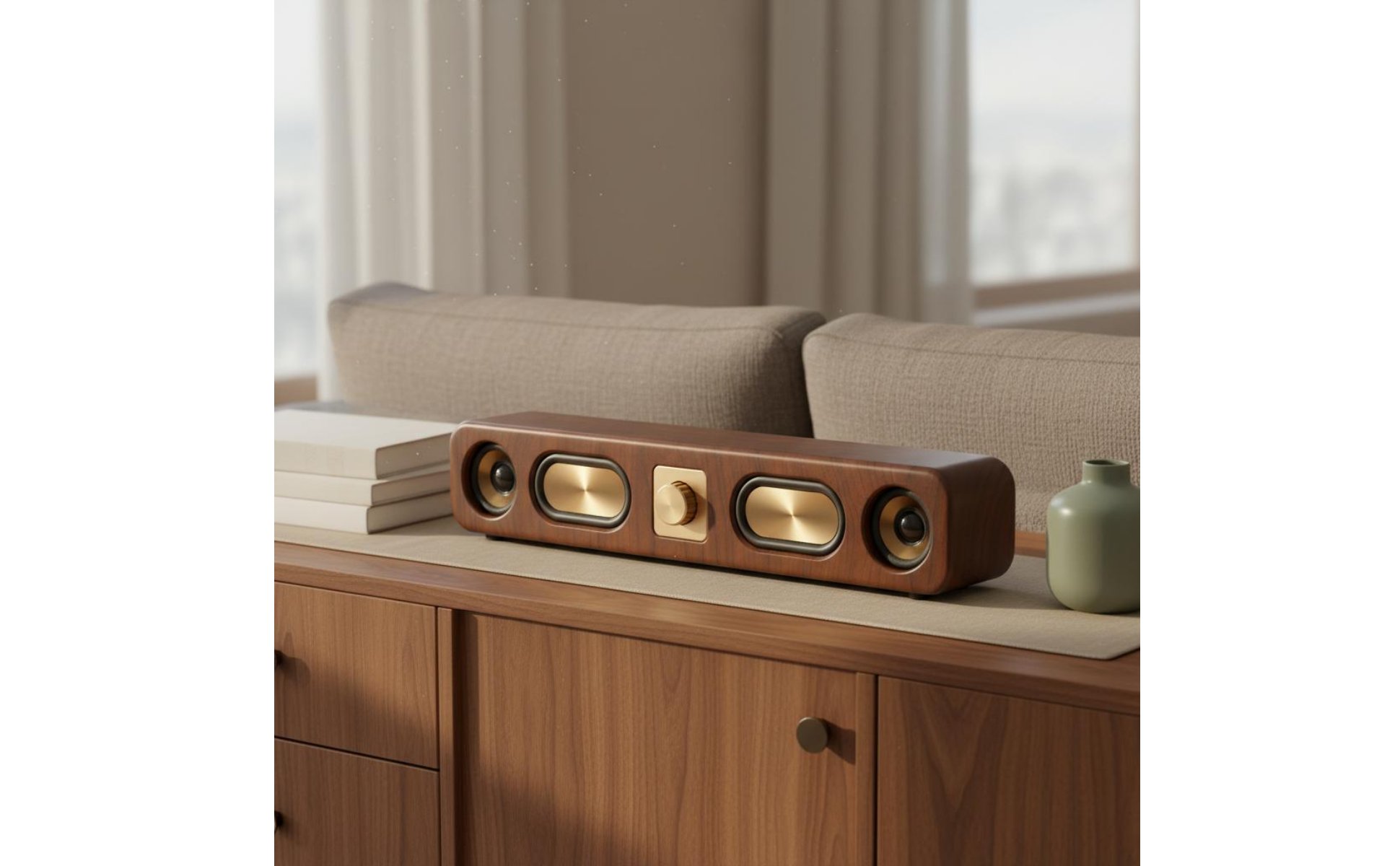 Retro Bluetooth Speaker Bass Boosted Vintage Wooden Speaker Aux Input for Office