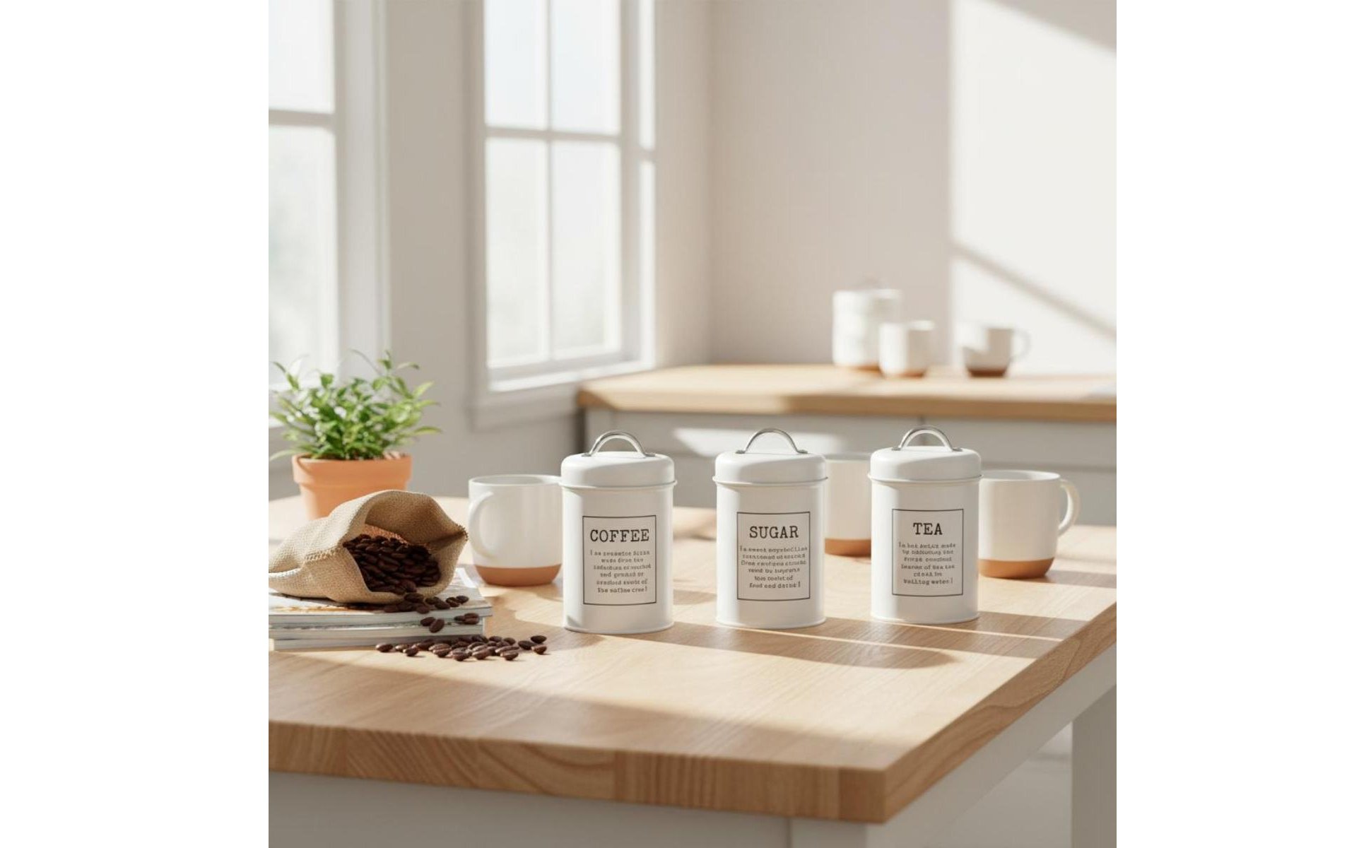3 Pieces Airtight Canister Set Moisture-Resistant Leaf Brew Tin Canister Nordic