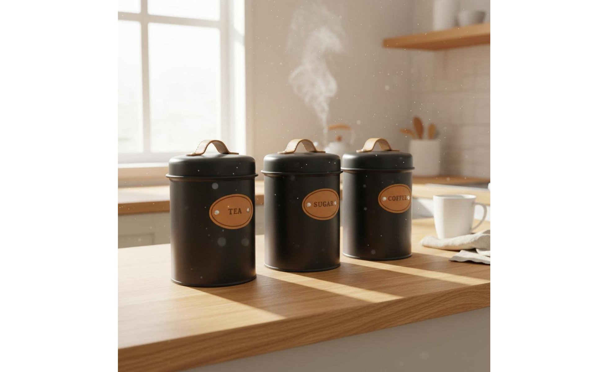 3 Pieces Airtight Canister Set Moisture-Resistant Leaf Brew Tin Canister Nordic