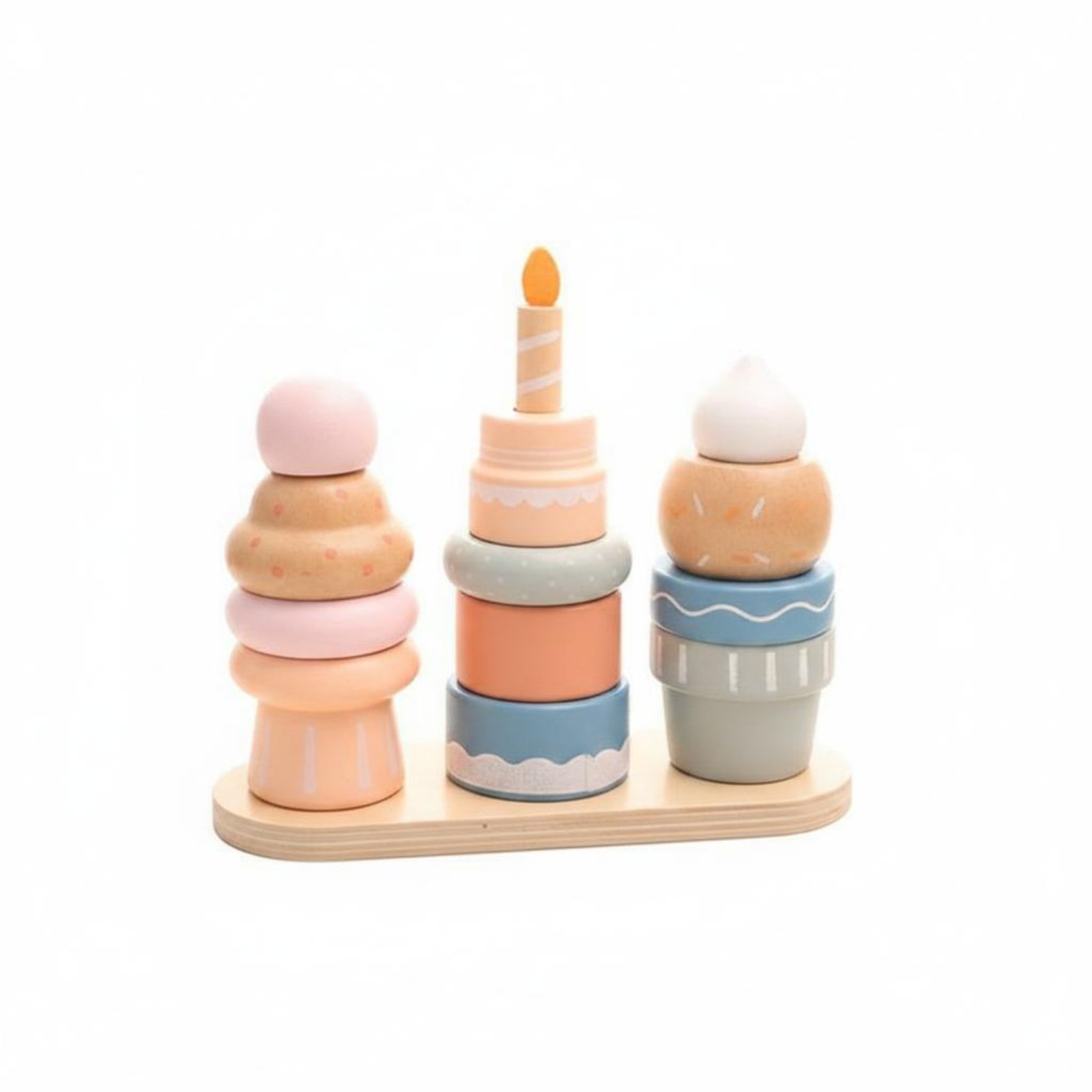Wooden Dessert Stacker Stackable Pretend Cake Toy Fine Motor Skills Cake Playset for Kids