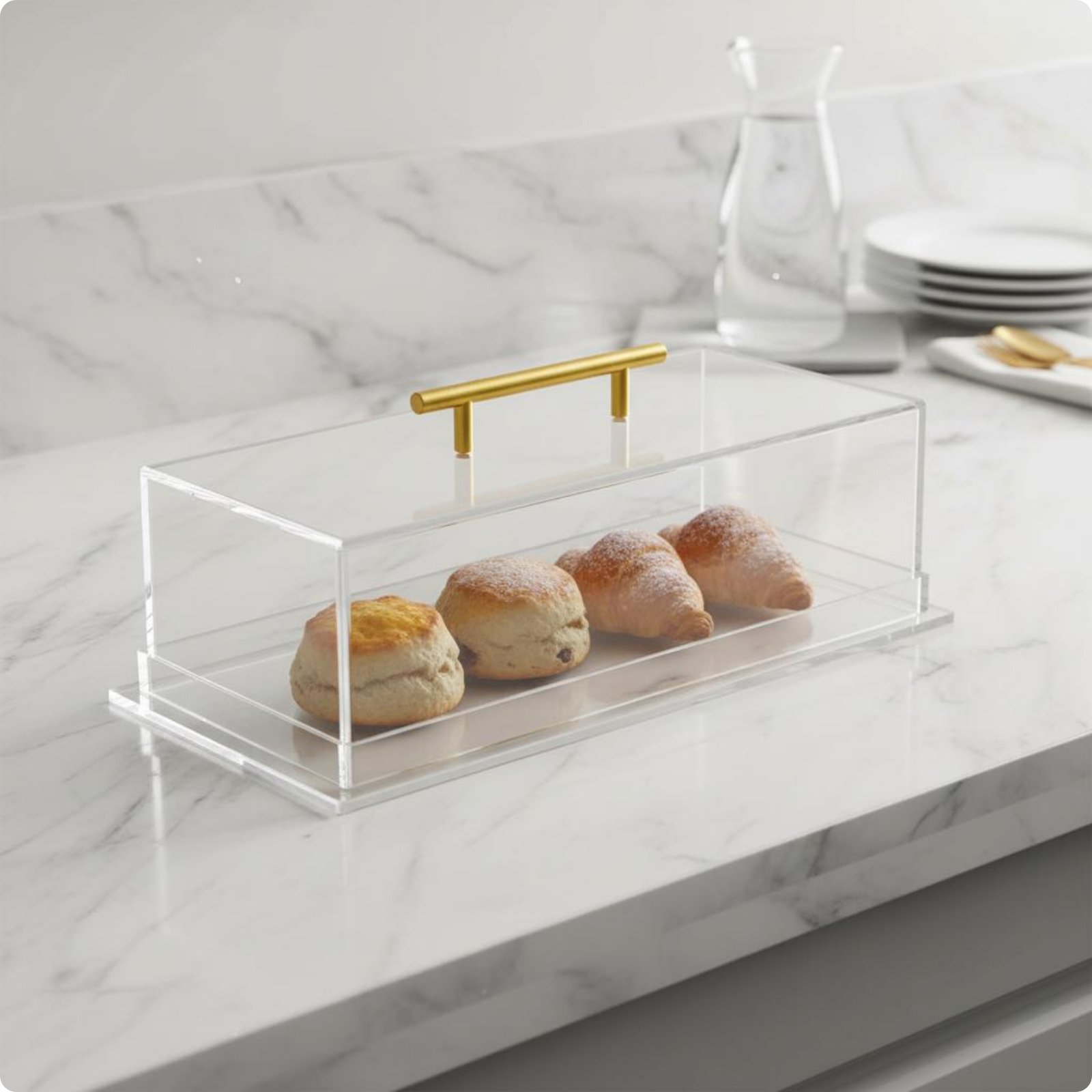 Acrylic Pastry Display Box with Lid Serving Tray Easy to Clean for Party