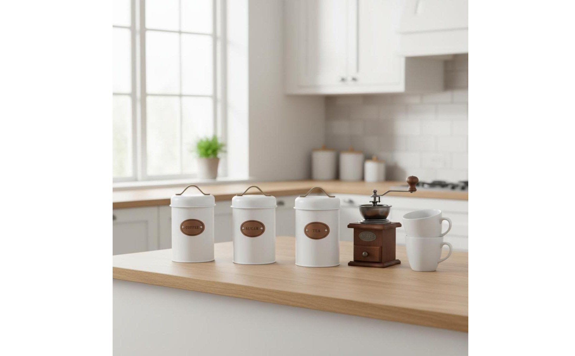 3 Pieces Airtight Canister Set Moisture-Resistant Leaf Brew Tin Canister Nordic