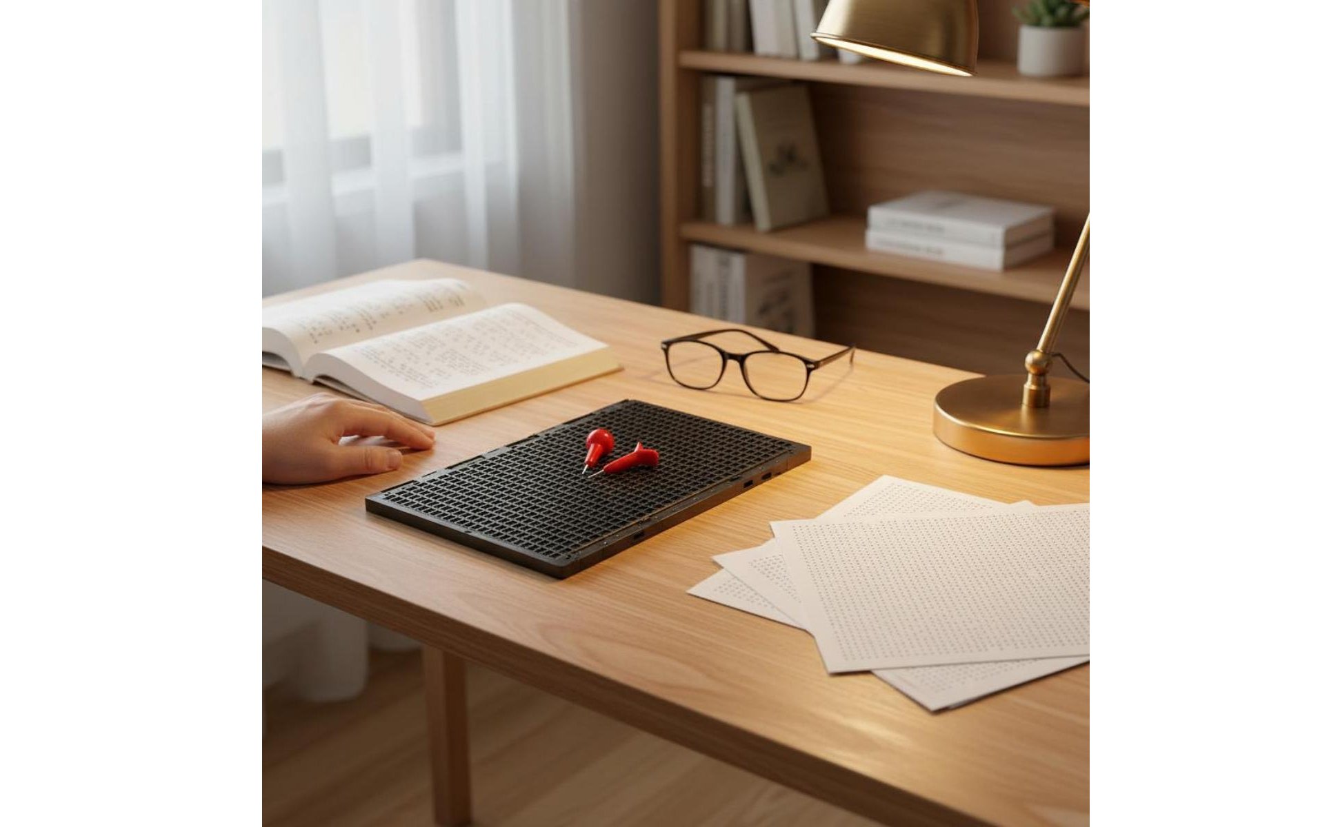 Braille Slate and Stylus Kit Thickened Design Braille Writing Board Sleek Surface Blind Writing Board for Visually Impaired Students, School, Classroom