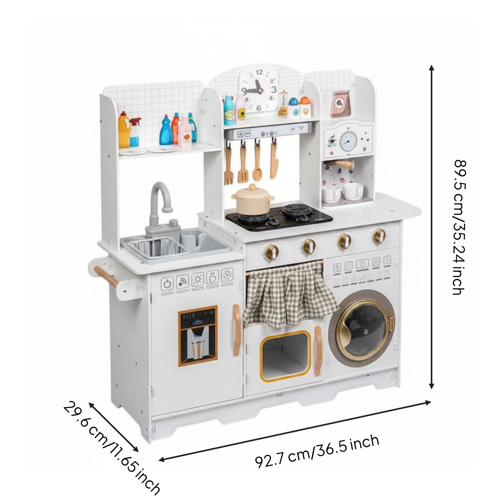 Wooden Play Kitchen Materials Toy Kitchen Playset Light-up Cooktop Kids Cooking Toy for Girls