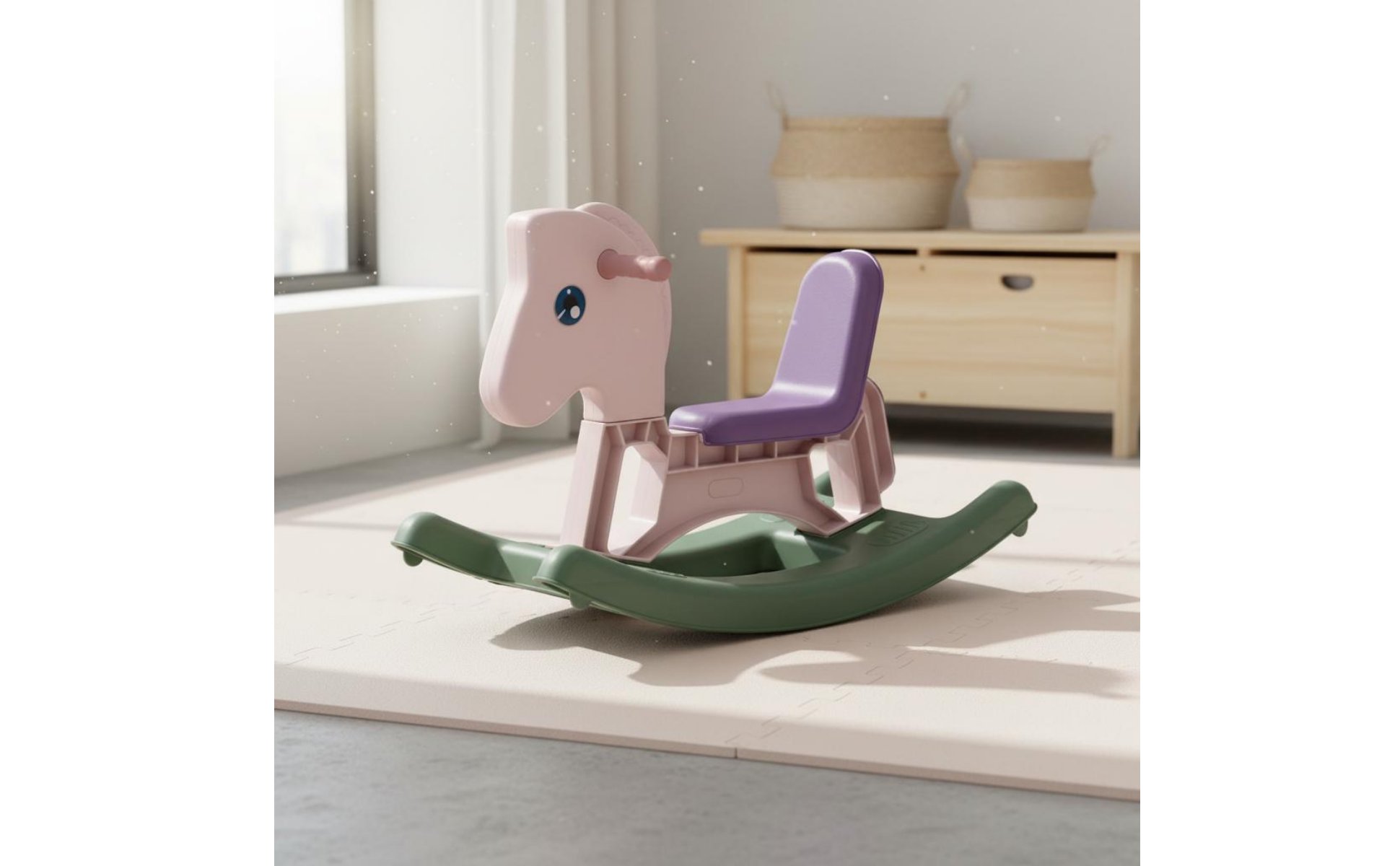 Cheval à Bascule Multifonction Jouet à Roulettes Enfant pour Maison, Enfants