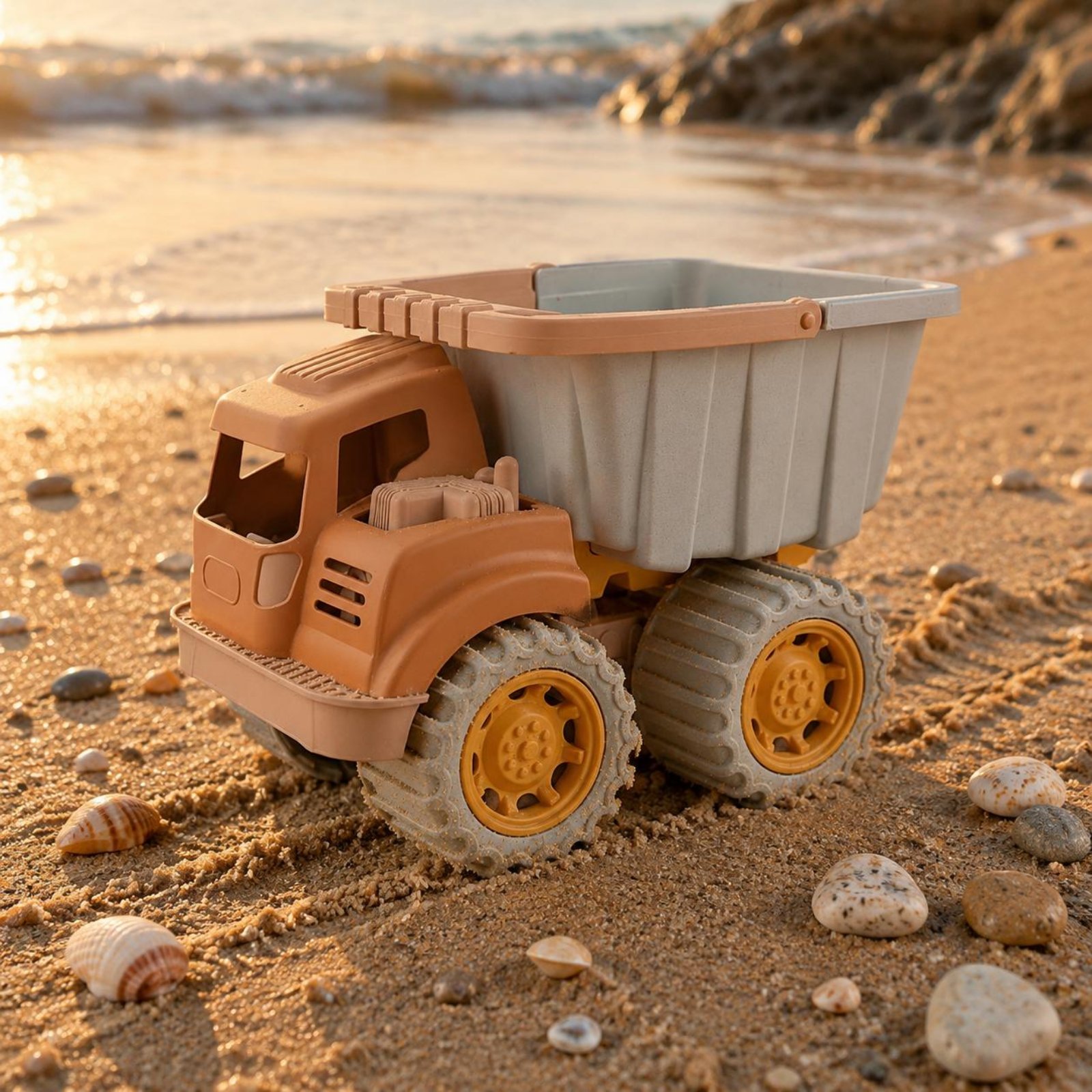 Wheat Straw Dump Truck Movable Parts Play Vehicle Easy to Carry for Sandbox