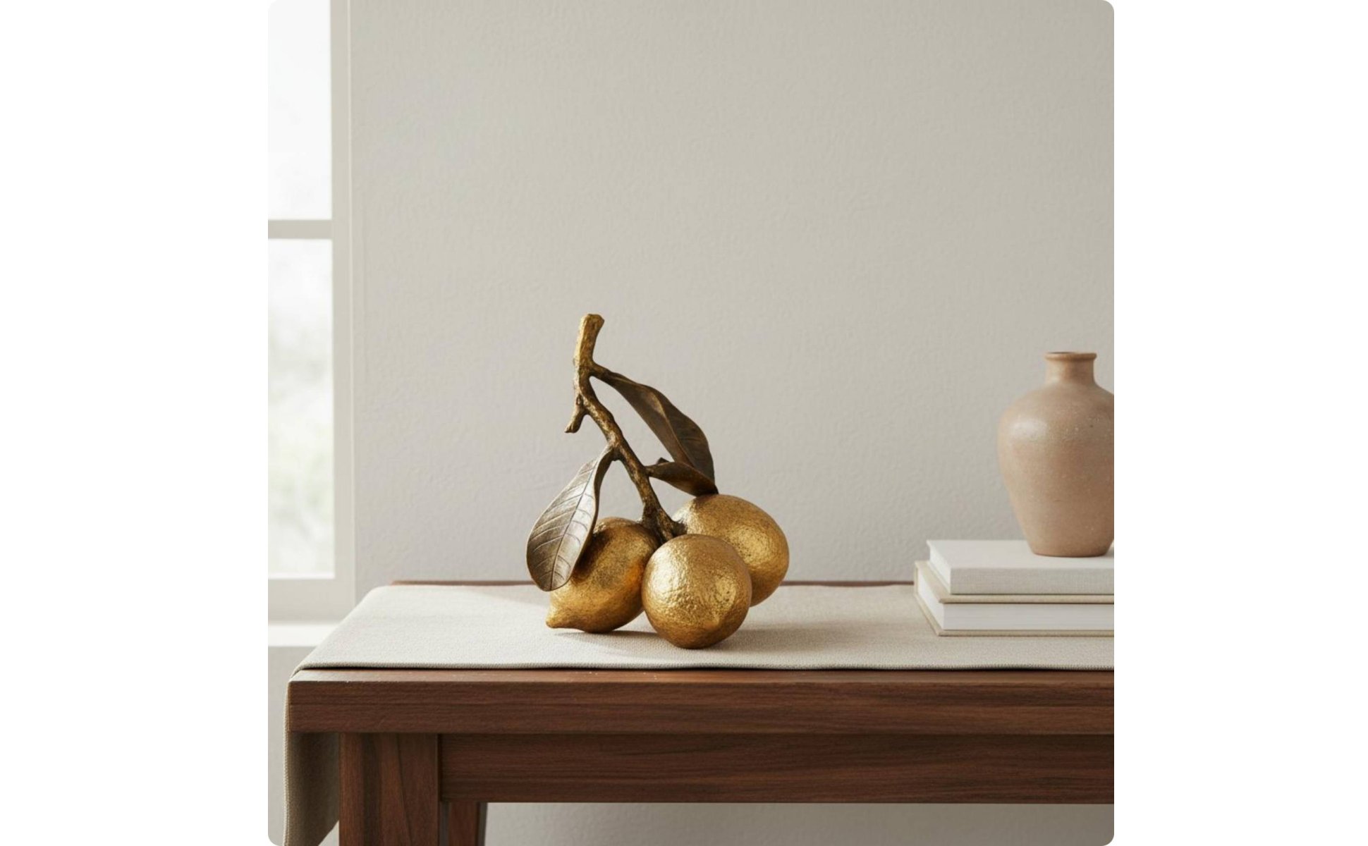 Gilded Lemon Decoration Art Display Vintage Lemon Decor Textured