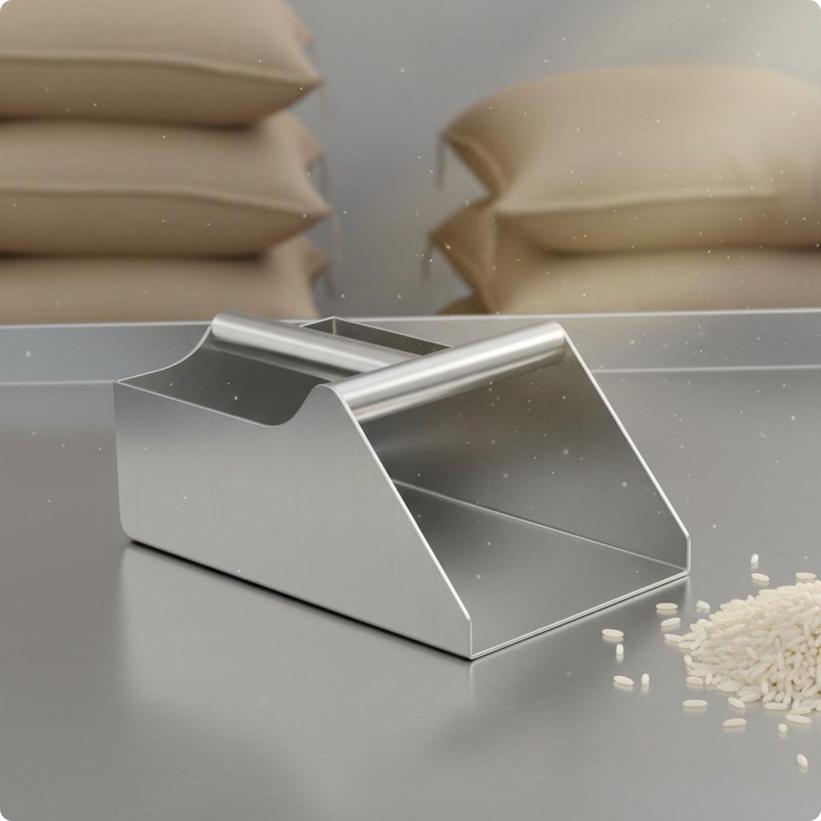 Stainless Steel Dustpan Single-Piece Metal Scoop Rectangular
