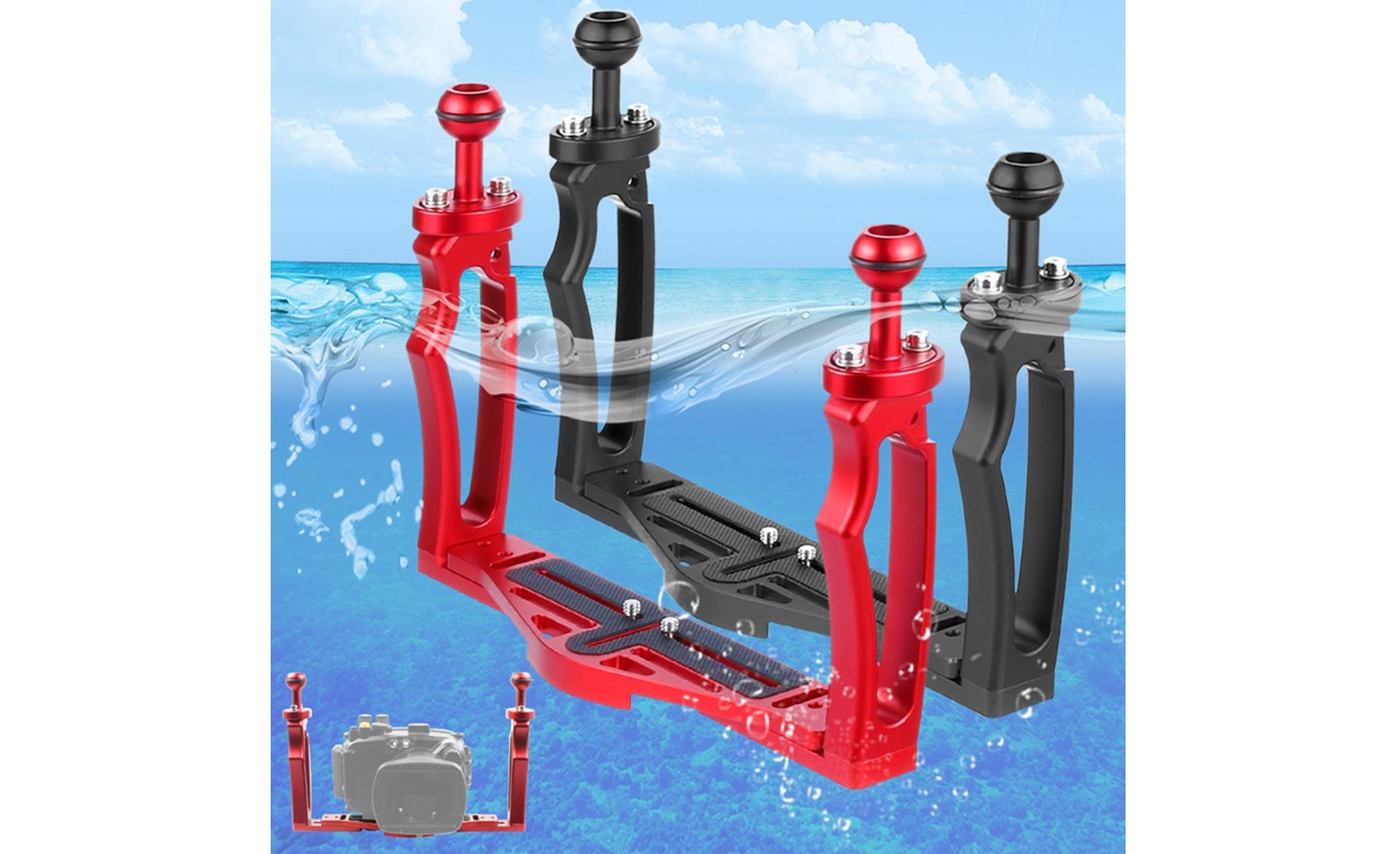 Double Handle Camera Tray Anti-Slip Underwater Camera Handle Tray Waterproof