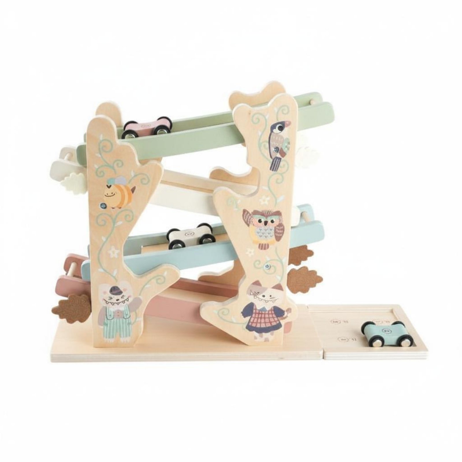 Woodland Woodland Car Slide Ramp Educational Glide Car Set Hand-Eye Coordination Learning Toy for Young Children, Kids