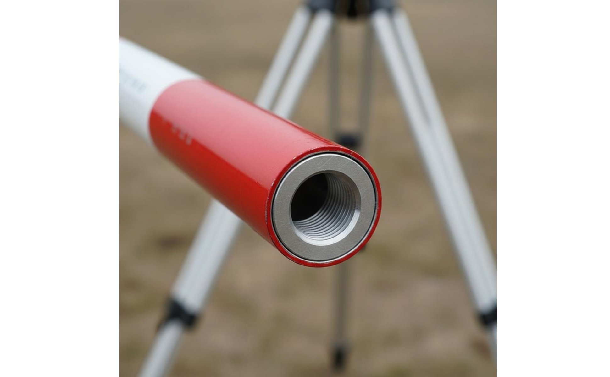 Red and White Survey Pole High-Contrast Colors Sectional Aluminum Ranging Rod