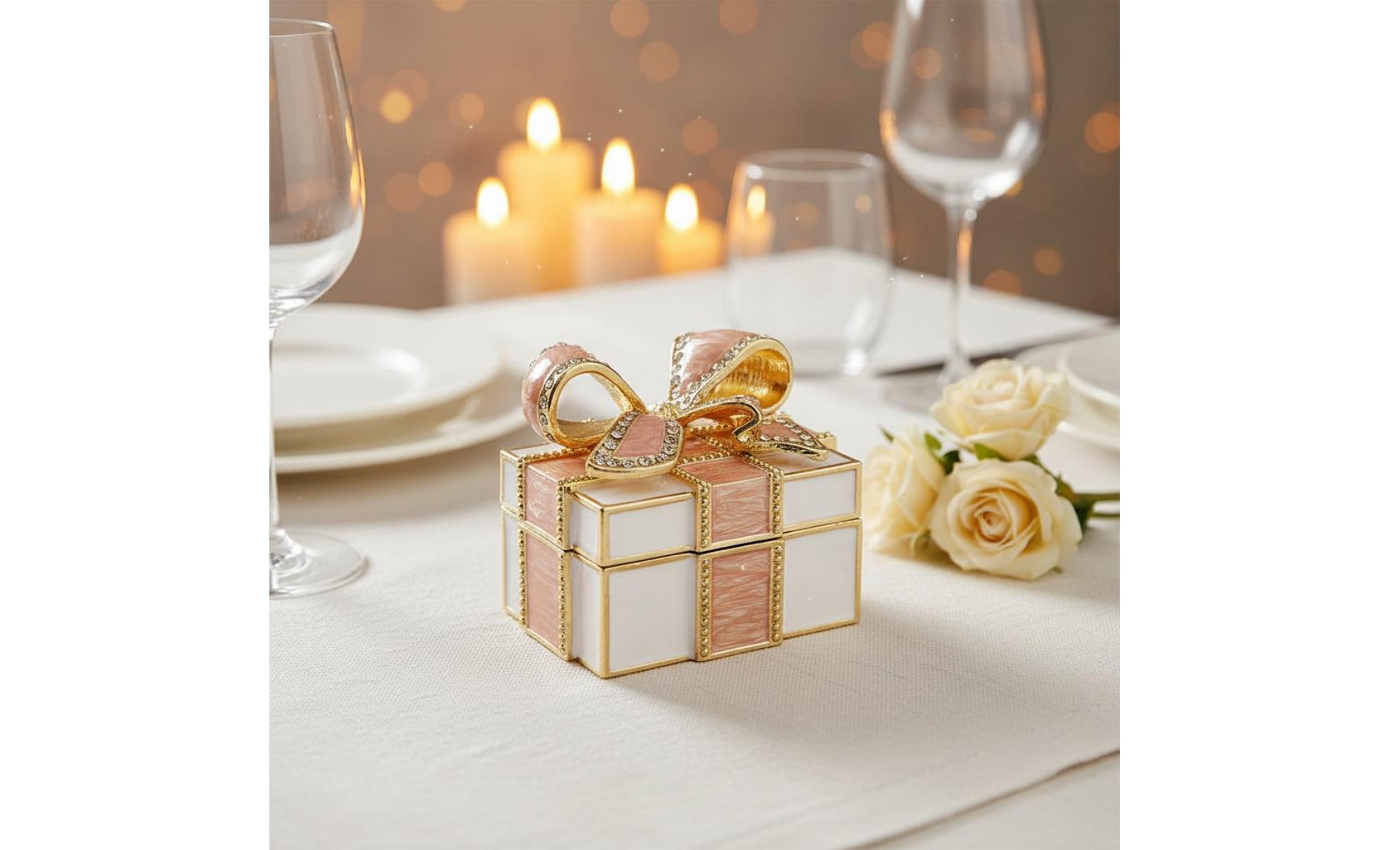 Butterfly Jewelry Box Romantic Accessory Storage Jeweled Bow for Girlfriends, Women, Valentine's Day, Proposal