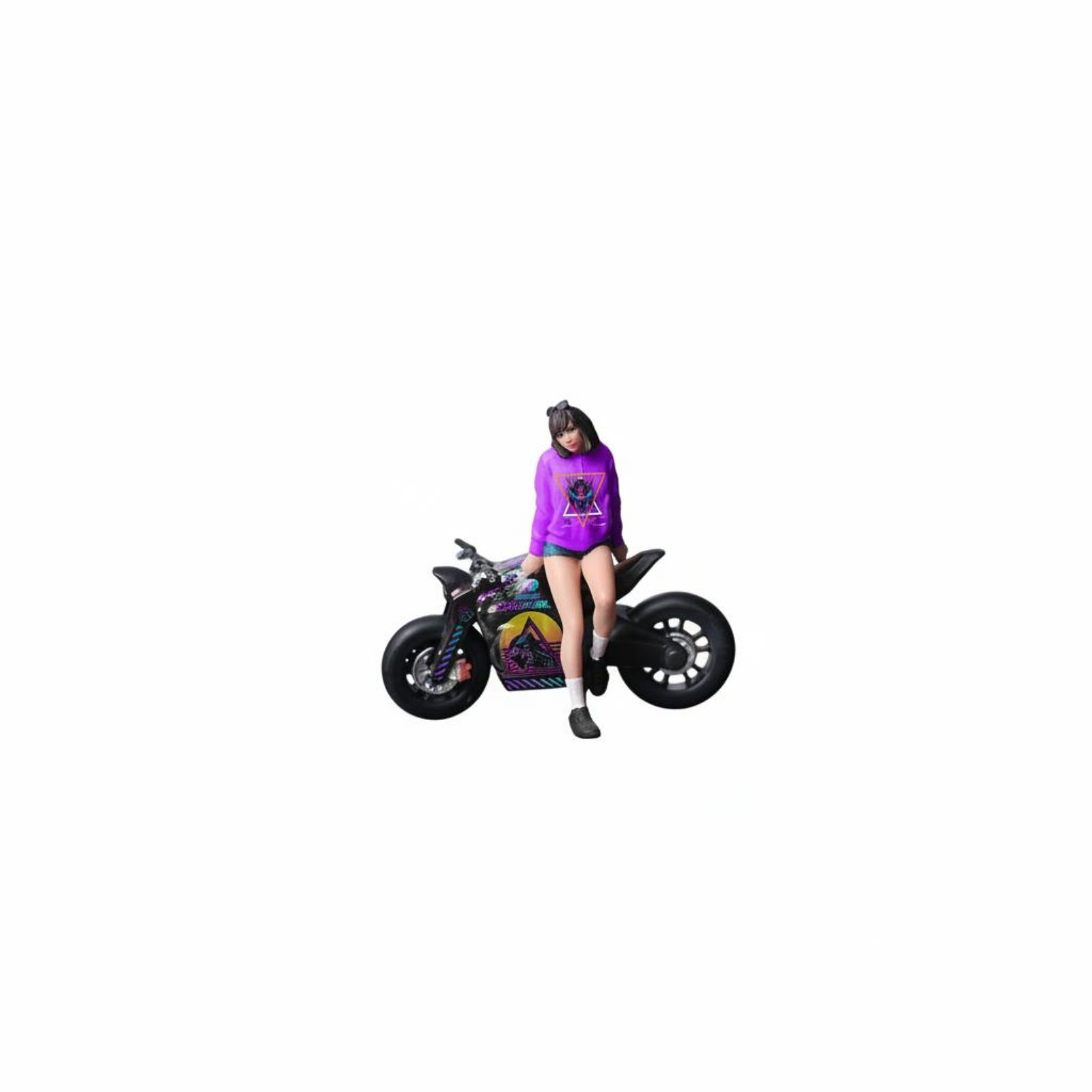 Graffiti Anime Motorcycle Doll Set Fine Texture 1:64 Japanese Cartoon Girl Motorcycle Set Realistic Hobby Model for Collectors