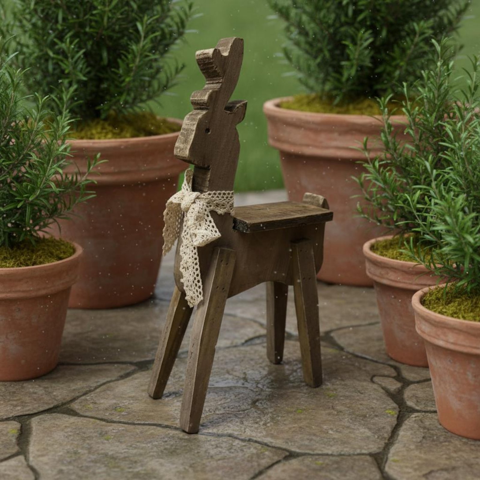 Distressed Wooden Deer Decor Handmade Wooden Deer Statue Hand-Carved detailed image 3