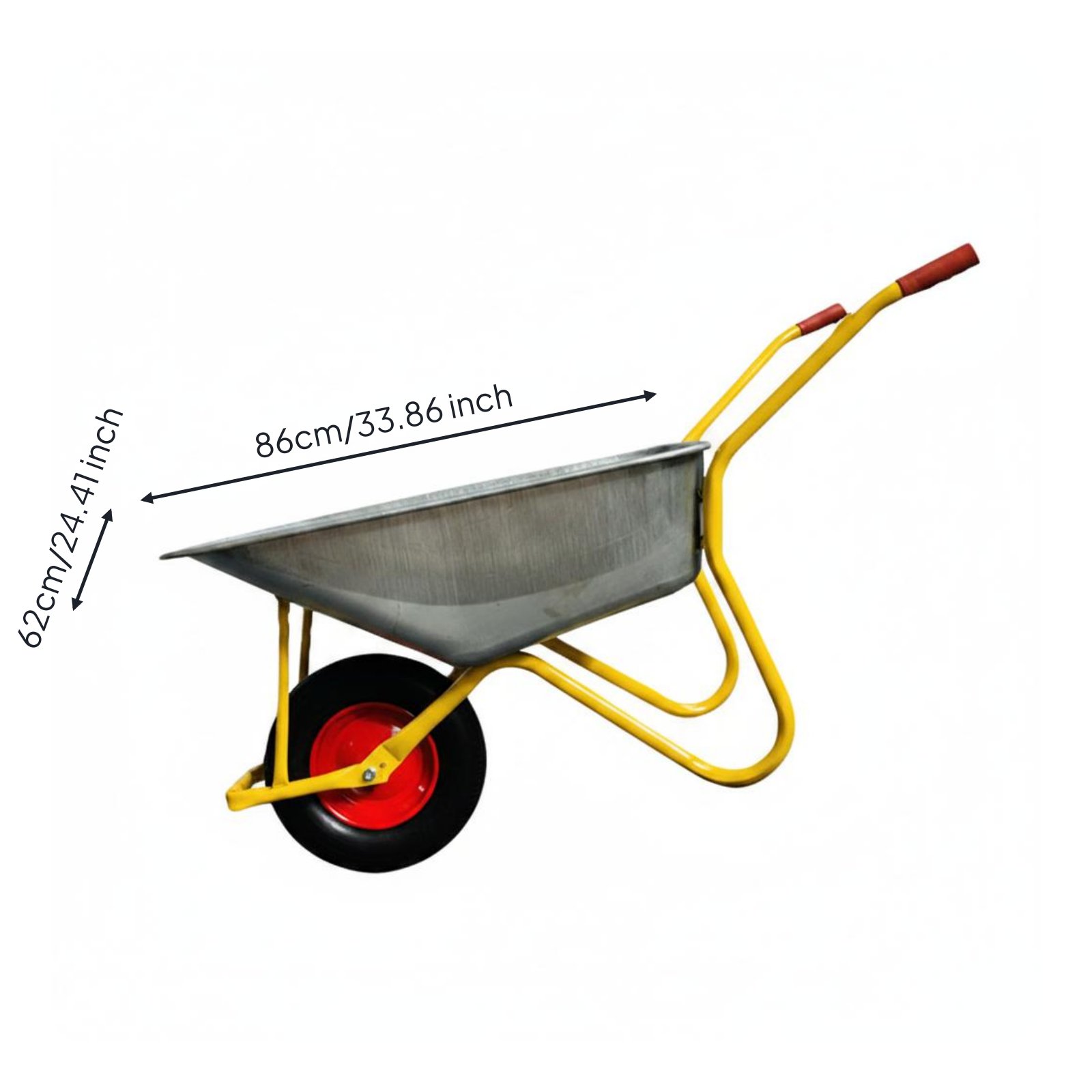 Dump Wheelbarrow Metal Tray Construction Wheelbarrow Pneumatic Tires Outdoor Transporting Gear