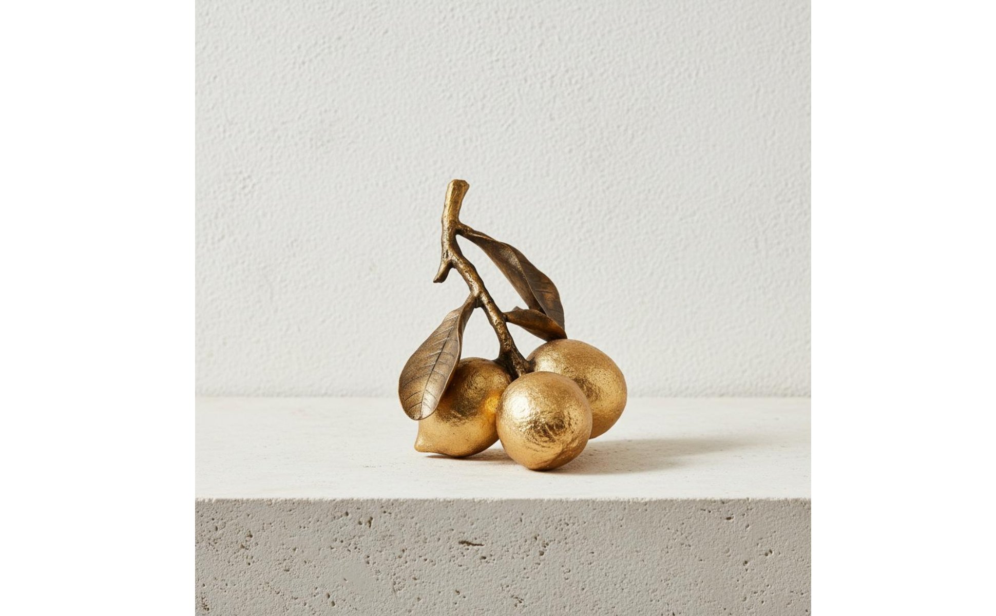 Gilded Lemon Decoration Art Display Vintage Lemon Decor Textured