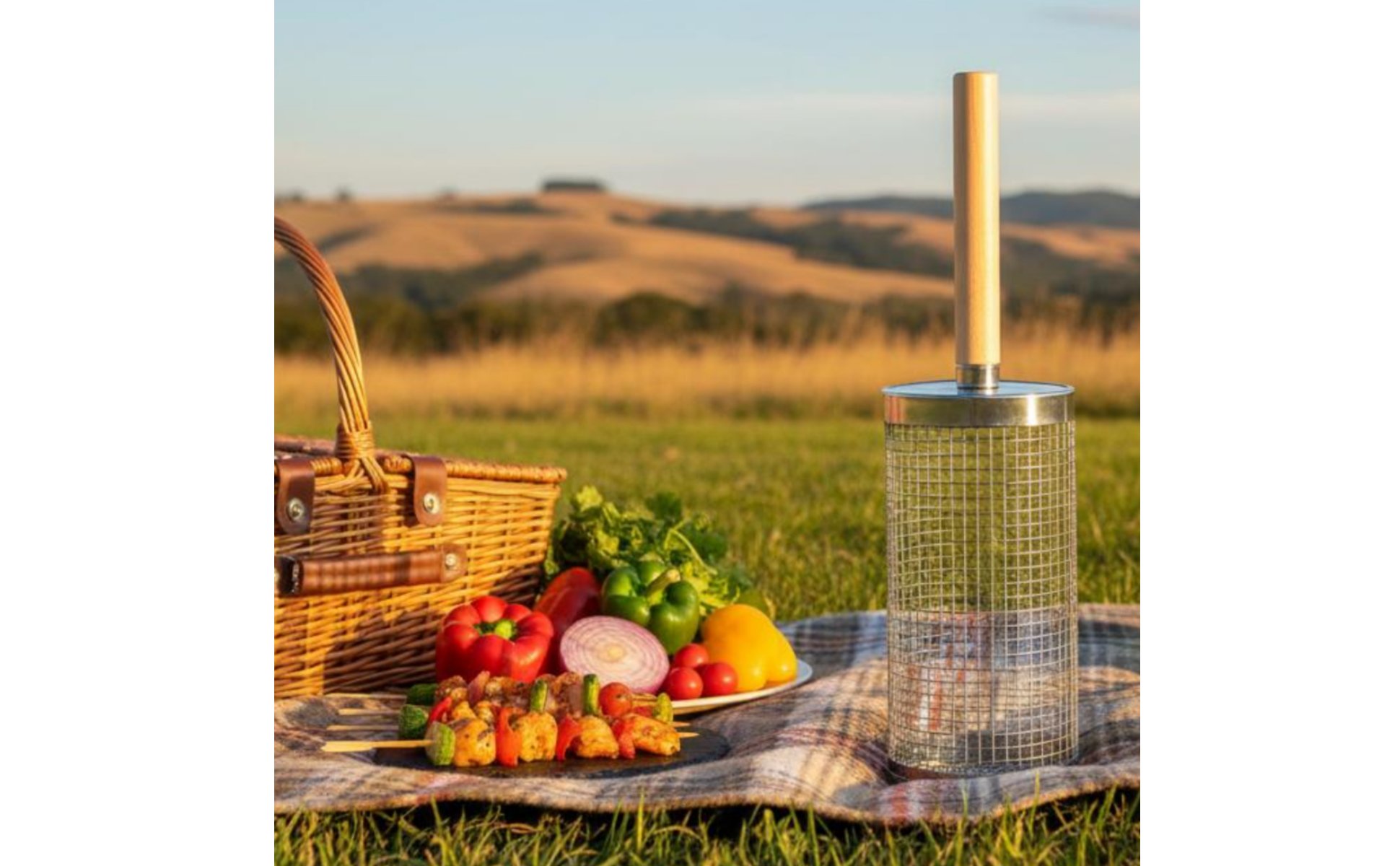 Rollender Grillkorb Rotierend Holzgriff-Grillkorb Rostfreier Stahl für Outdoor