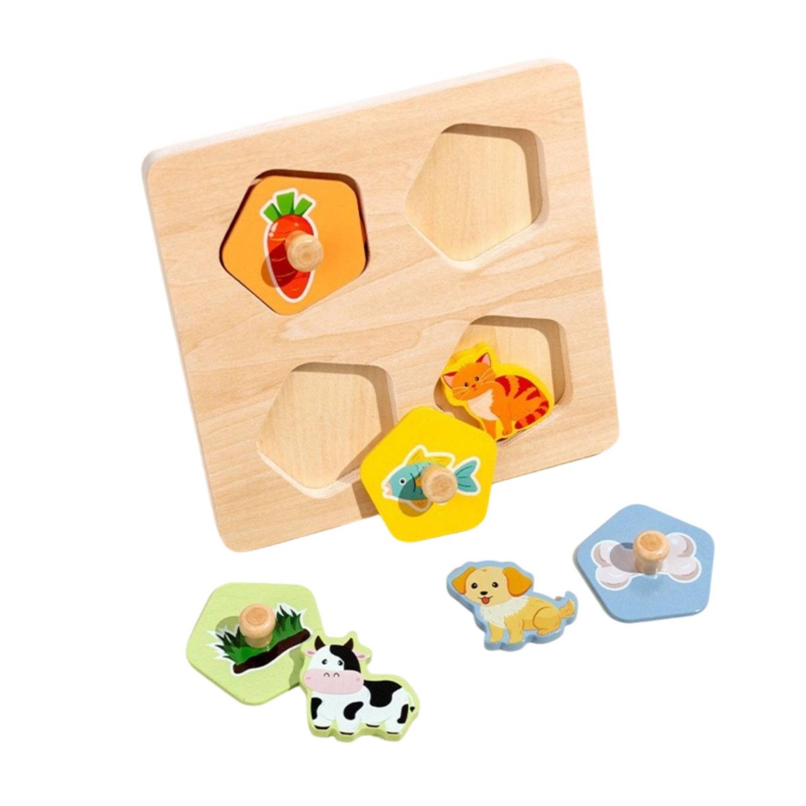 Food Chain Learning Board Educational Hands-on Learning Puzzle Shape Sorting Animal Matching Board for Young Children