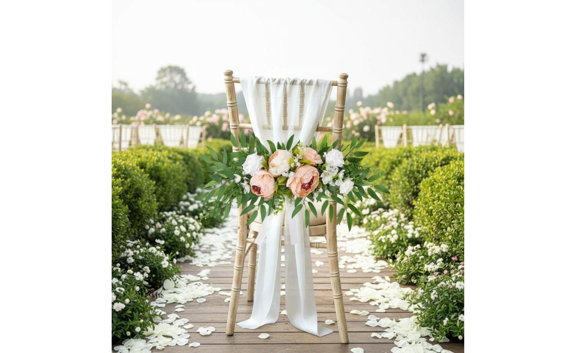 Artificial Peony Garland Realistic Wedding Flower Swag Reusable for Hotel, Party